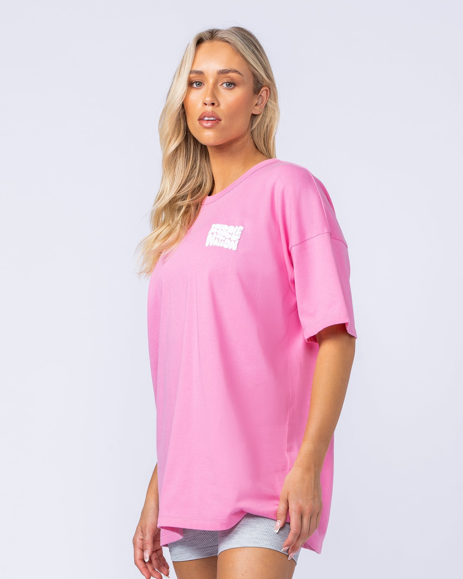 Womens Wave Oversized Tee - Hollywood Pink-T-Shirts-XXS-112409HWPNK-XXS-MNAPPRL34613-2-Muscle Nation