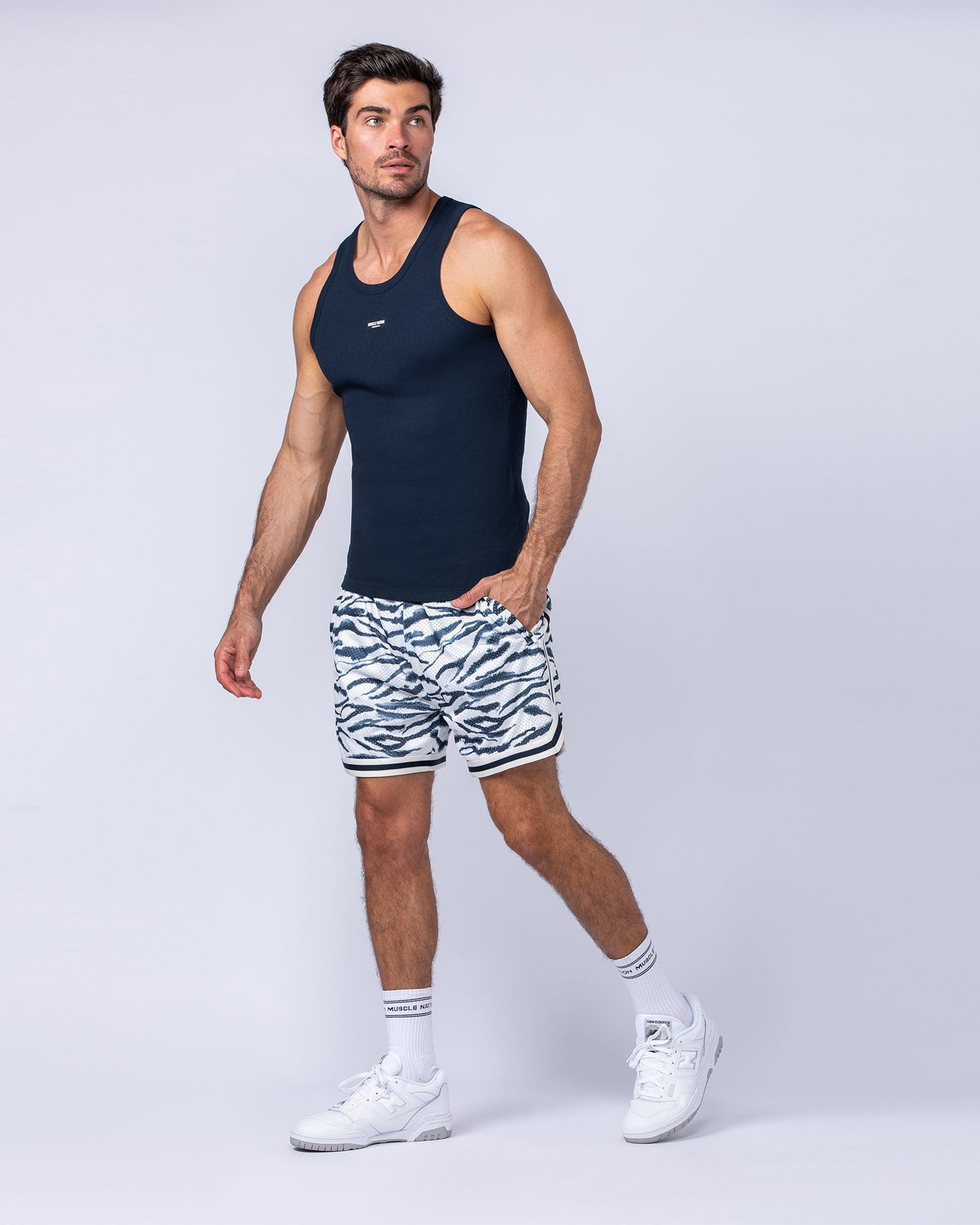 Rib Fitted Training Tank - Navy-Singlets & Tanks-S-022480NAVY-S-MNAPPRL30232-5-Muscle Nation