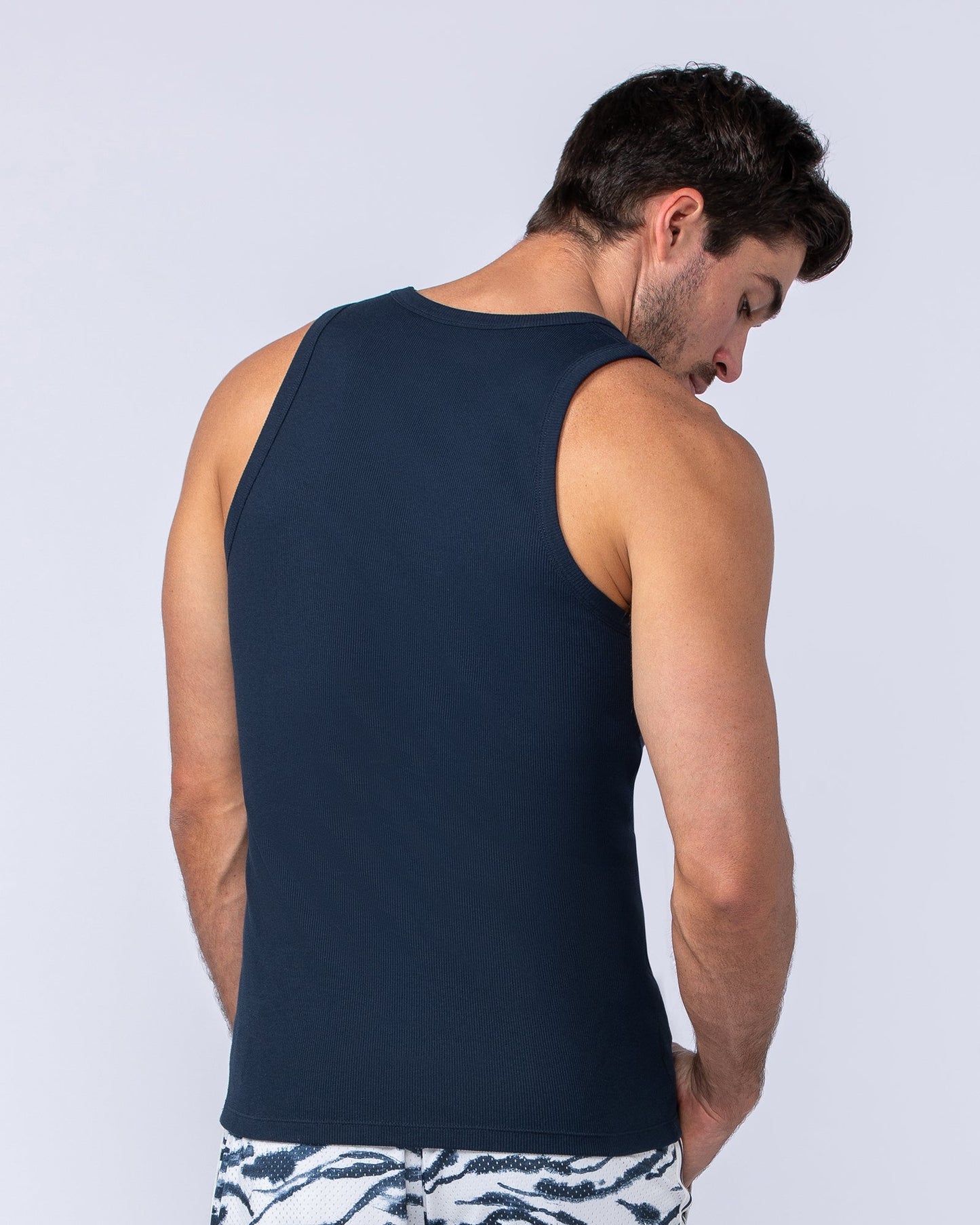 Rib Fitted Training Tank - Navy-Singlets & Tanks-S-022480NAVY-S-MNAPPRL30232-4-Muscle Nation