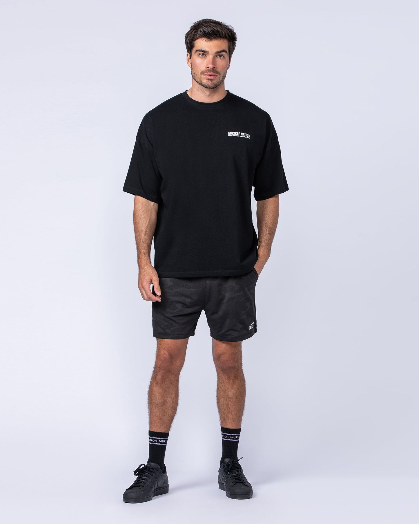 Tech Camo Lay Up 5" Shorts - Black Camo-Shorts-S-112431BLKCAMO-S-MNAPPRL35550-6-Muscle Nation