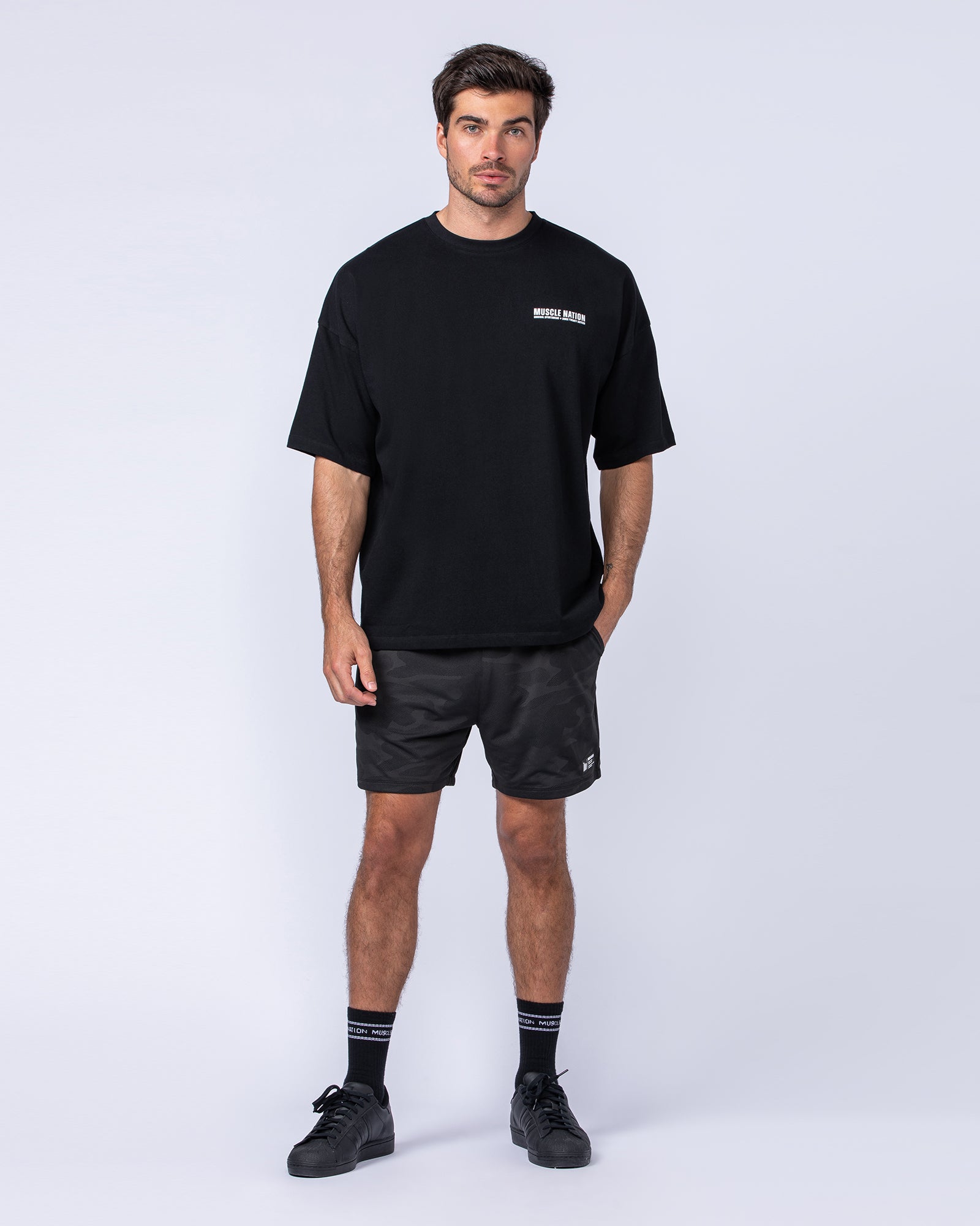 Tech Camo Lay Up 5" Shorts - Black Camo-Shorts-S-112431BLKCAMO-S-MNAPPRL35550-6-Muscle Nation