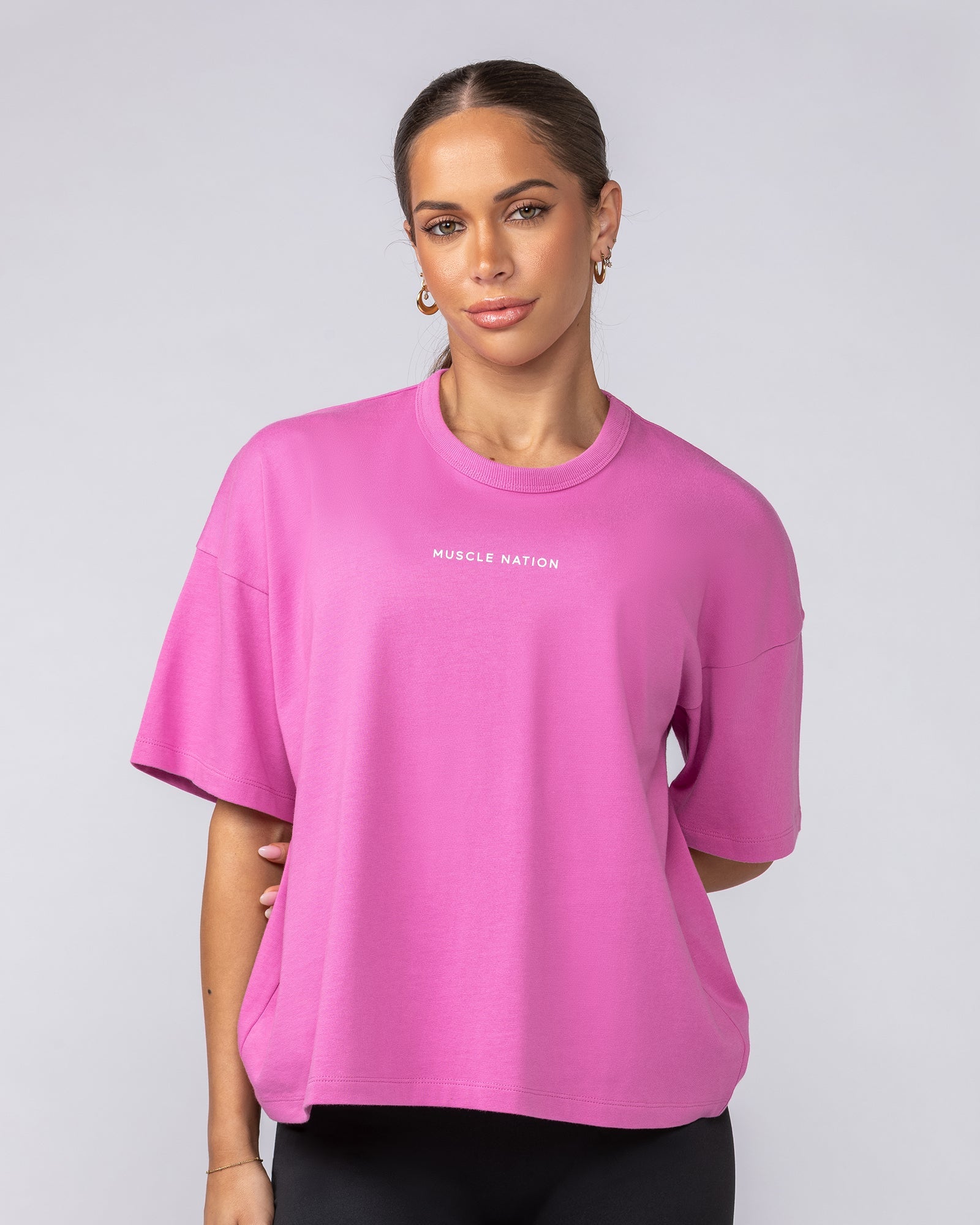 Boxy Fit Tee - Hibiscus-T-Shirts-XXS-062512HIB-XXS-MNAPPRL43118-1-Muscle Nation