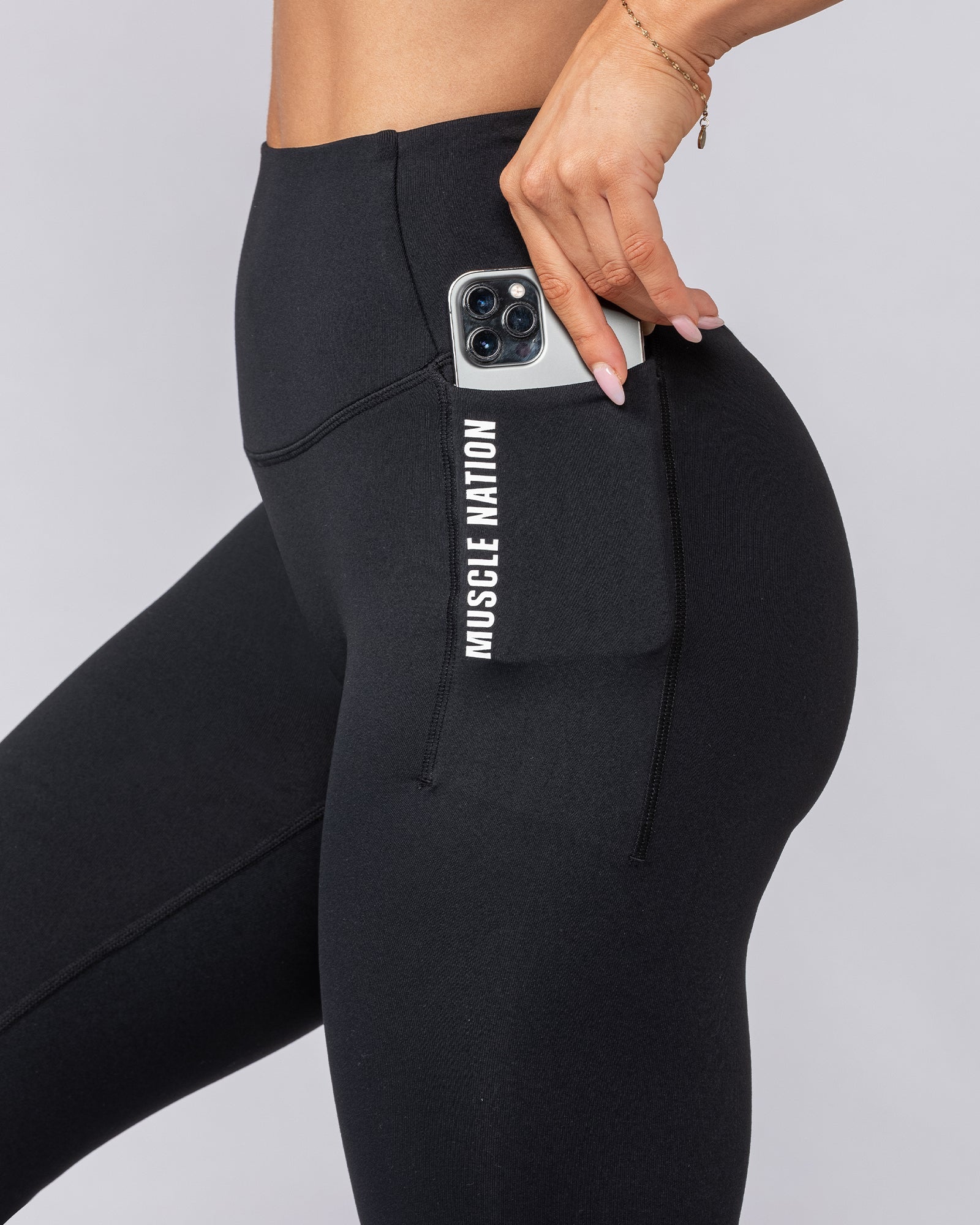 Core Pocket Ankle Length Leggings - Black-Leggings-XXS-112442BLK-XXS-MNAPPRL33424-4-Muscle Nation