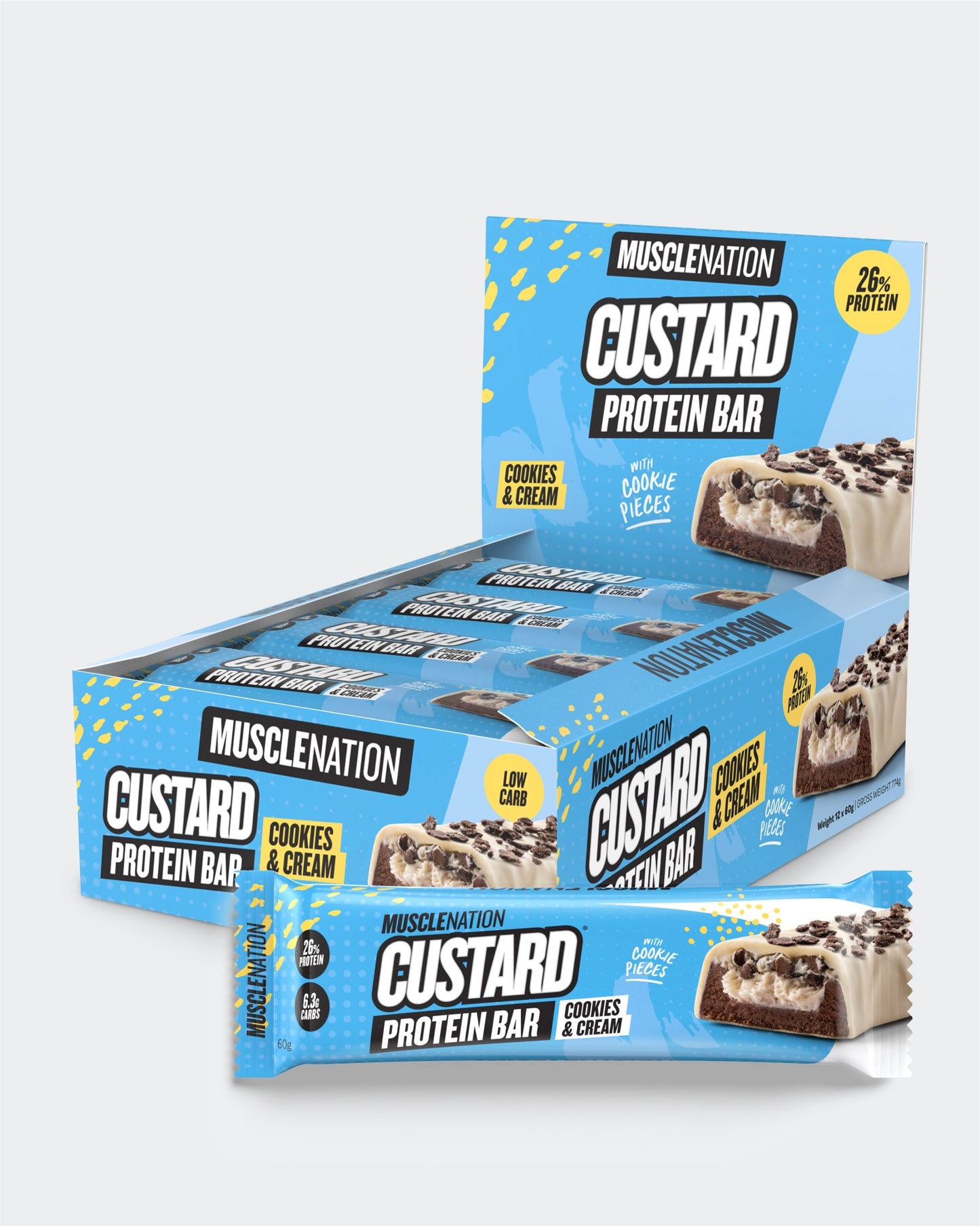 CUSTARD Protein Bar - Cookies & Cream - Box of 12
