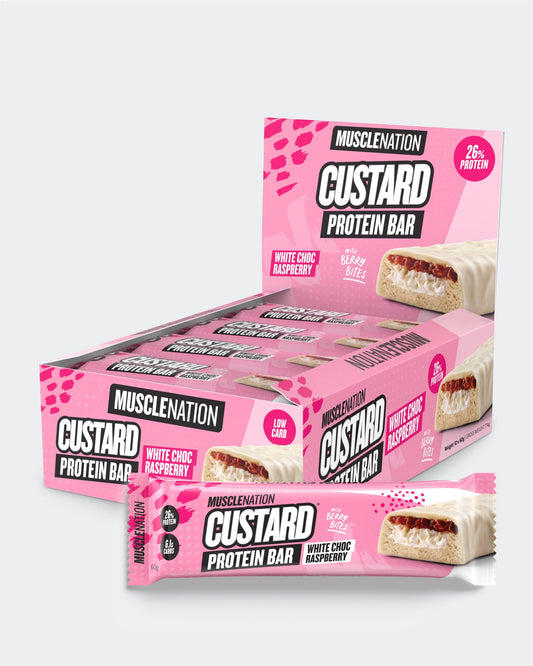CUSTARD Protein Bar - White Choc Raspberry - Box of 12