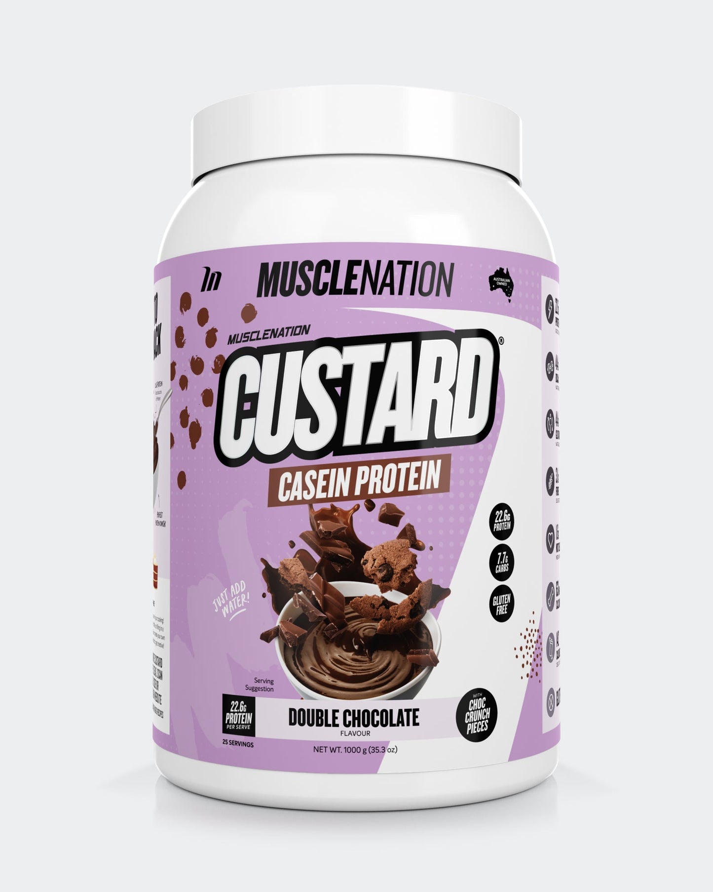 CUSTARD Casein Protein - Double Chocolate - 25 serves-CUSTARD Casein Powder-MNSUPPS0119-9359054001404-1-Muscle Nation