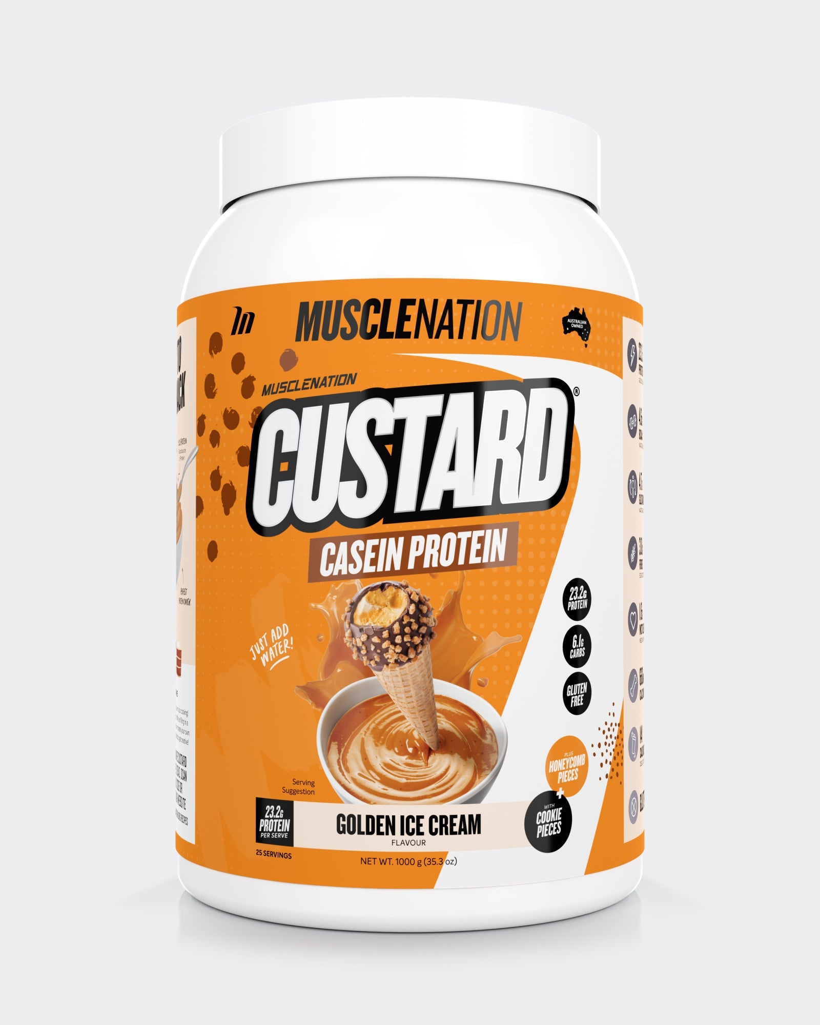 CUSTARD Casein Protein - Golden Ice Cream - 25 serves-CUSTARD Casein Powder-MNSUPPS0070-9359054001398-1-Muscle Nation