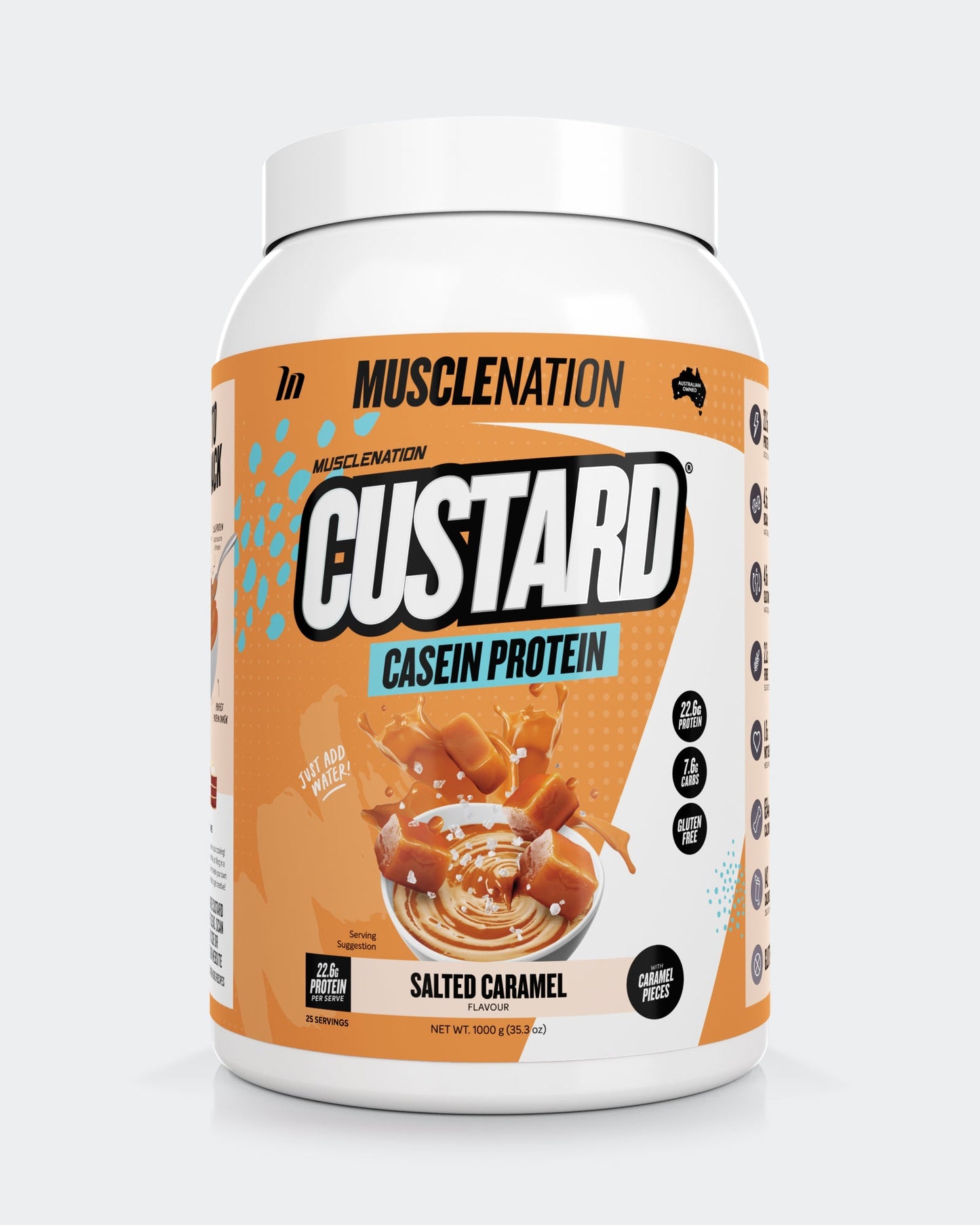 CUSTARD Casein Protein - Salted Caramel - 25 serves-CUSTARD Casein Powder-MNSUPPS0149-9359054001411-1-Muscle Nation