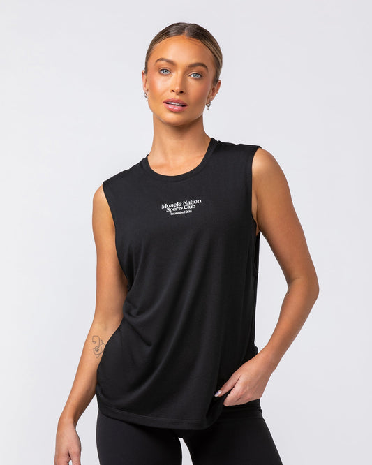 College Drop Arm Tank - Black-Singlets & Tanks-XS-062406BLK-XS-MNAPPRL31688-1-Muscle Nation