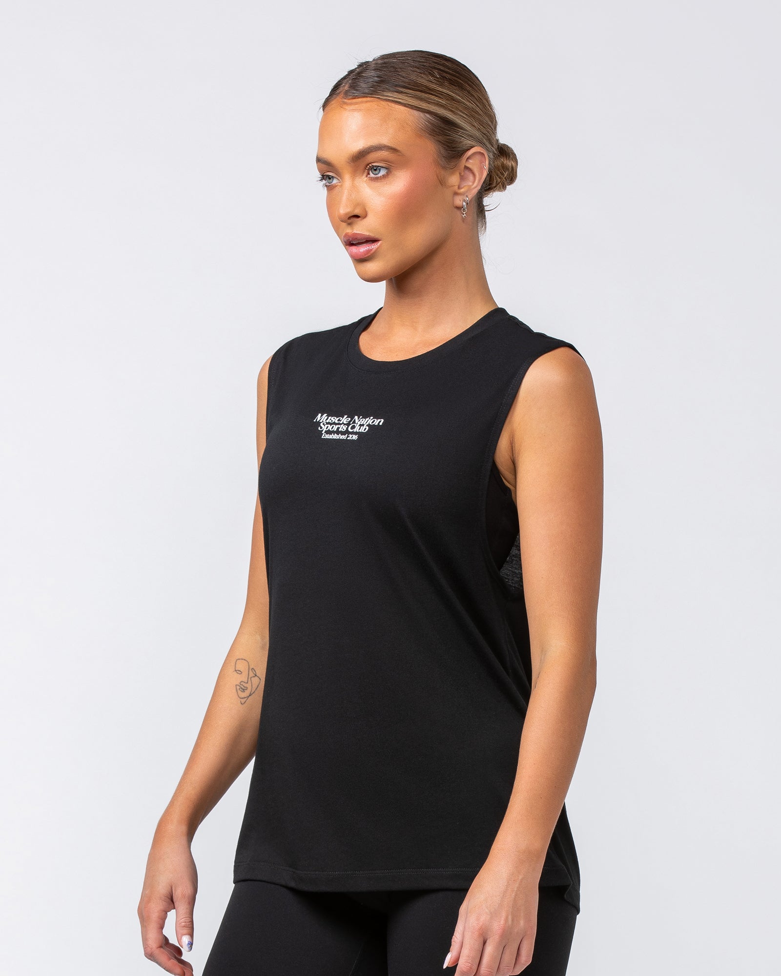 College Drop Arm Tank - Black-Singlets & Tanks-XS-062406BLK-XS-MNAPPRL31688-2-Muscle Nation