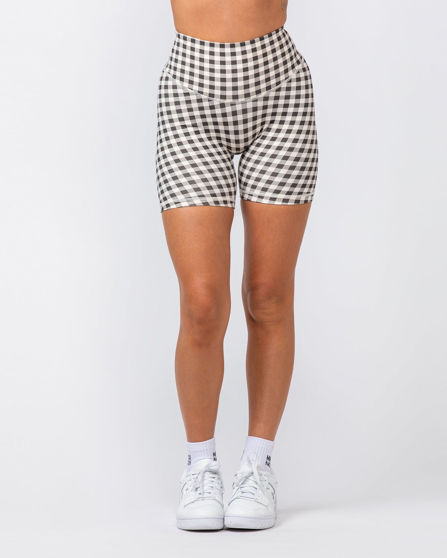 Ultra Aura Bike Shorts - Deep Brown Gingham Print-Shorts-XXS-062407DBGMP-XXS-MNAPPRL31405-2-Muscle Nation