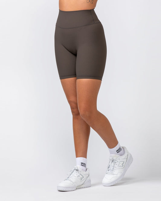 Zero Rise Rib Bike Shorts - Deep Brown-Shorts-XXS-062419DEPBRN-XXS-MNAPPRL31614-1-Muscle Nation