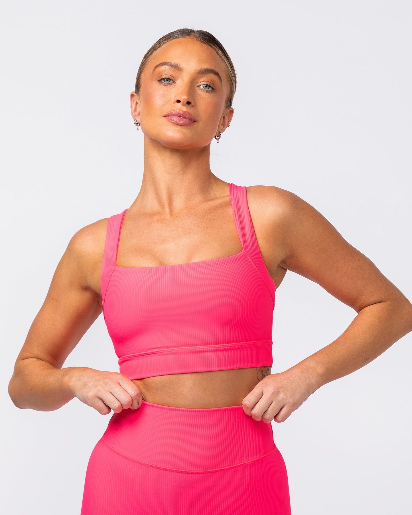 Rebound Rib Bra - Neon Pink-Sports Bras-XS-062418NEPNK-XS-MNAPPRL31598-1-Muscle Nation