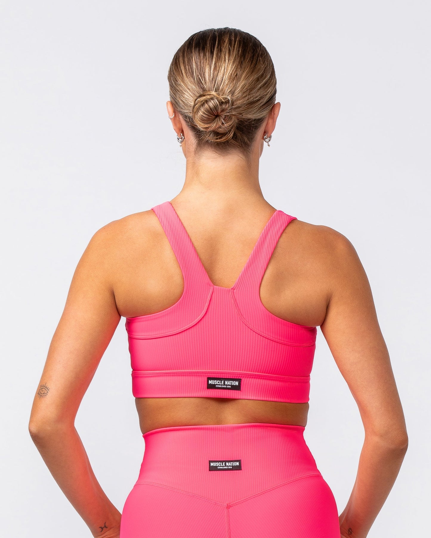Rebound Rib Bra - Neon Pink-Sports Bras-XS-062418NEPNK-XS-MNAPPRL31598-5-Muscle Nation