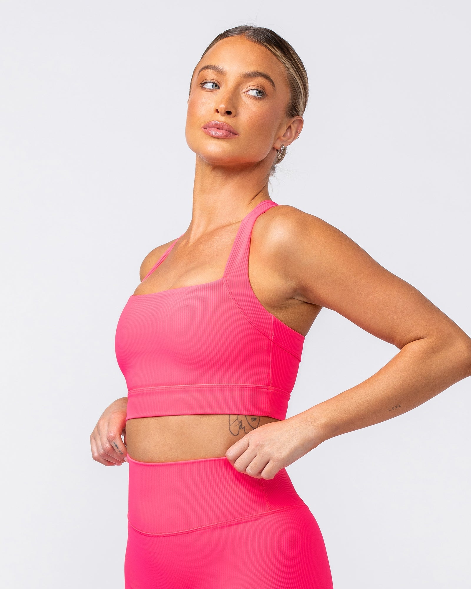 Rebound Rib Bra - Neon Pink-Sports Bras-XS-062418NEPNK-XS-MNAPPRL31598-3-Muscle Nation