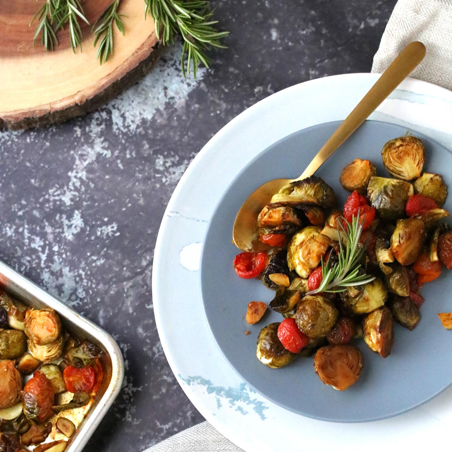 Turmeric Balsamic Maple Glazed Brussels Sprouts