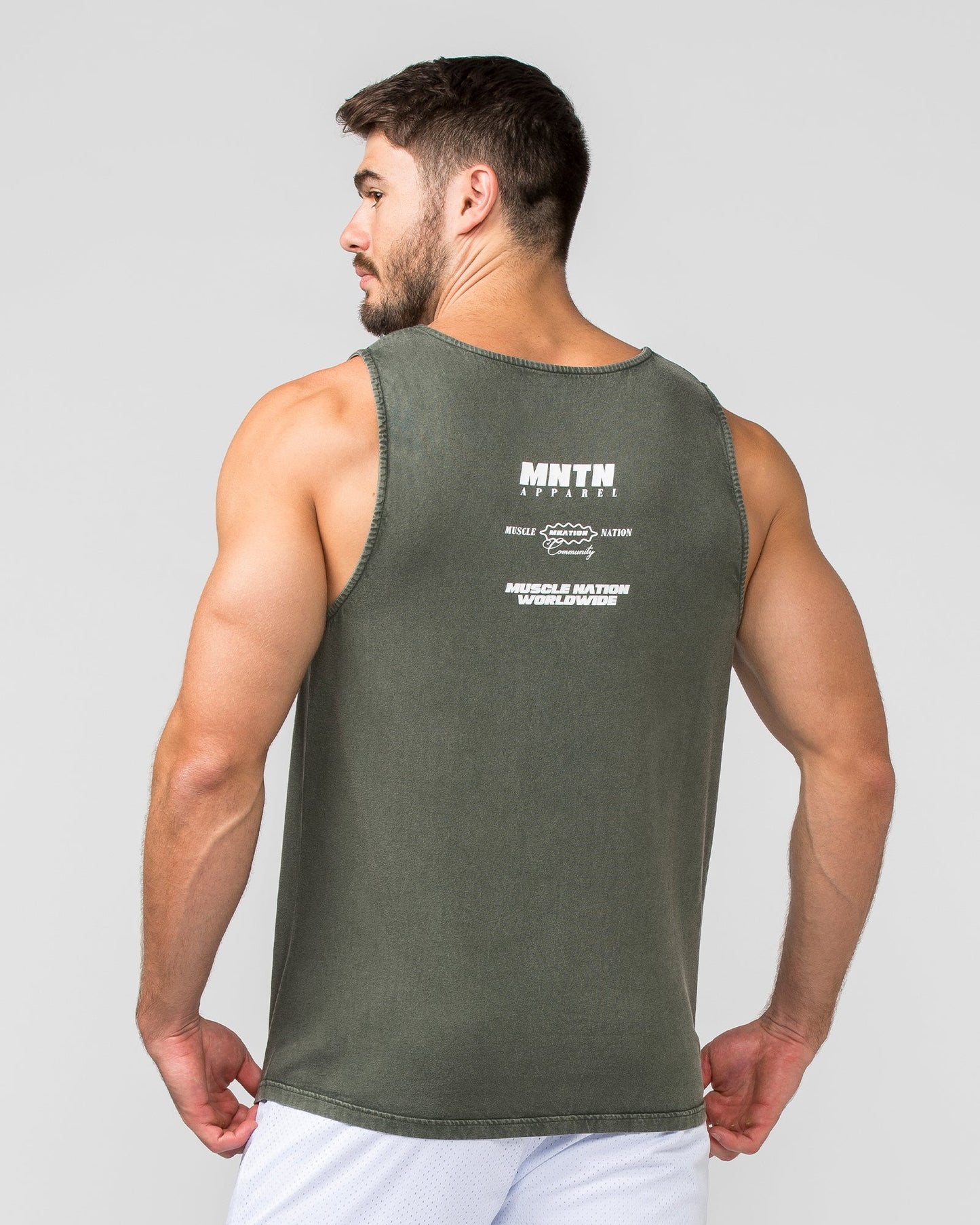 H-Back Represent Tank - Washed Dark Khaki-Singlets & Tanks-S-012408WHDRKH-S-MNAPPRL29287-4-Muscle Nation