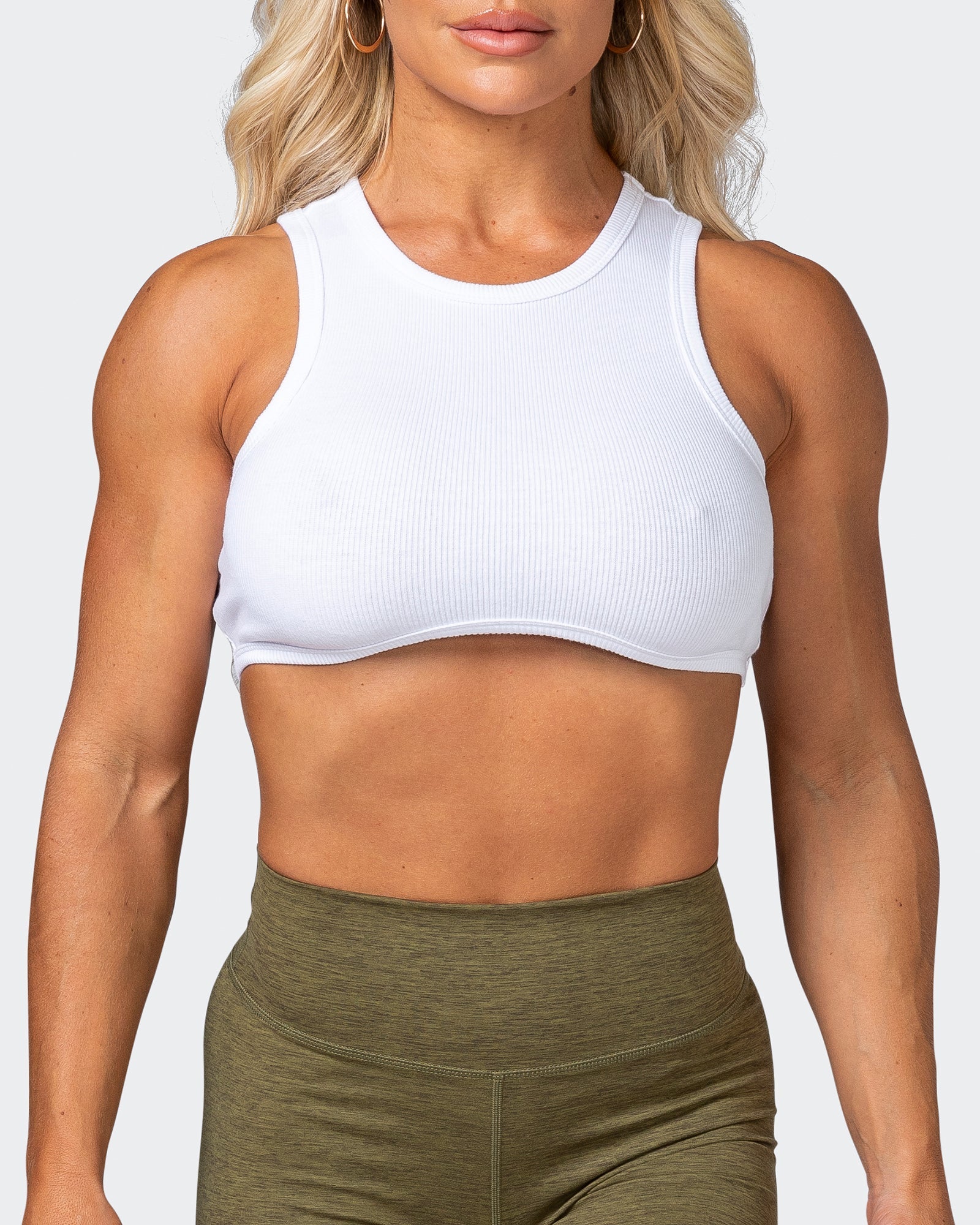 HBxMN Bliss Rib Cropped Tank - White-Singlets & Tanks-XXS-062202WHT-XXS-MNAPPRL15791-2-Muscle Nation