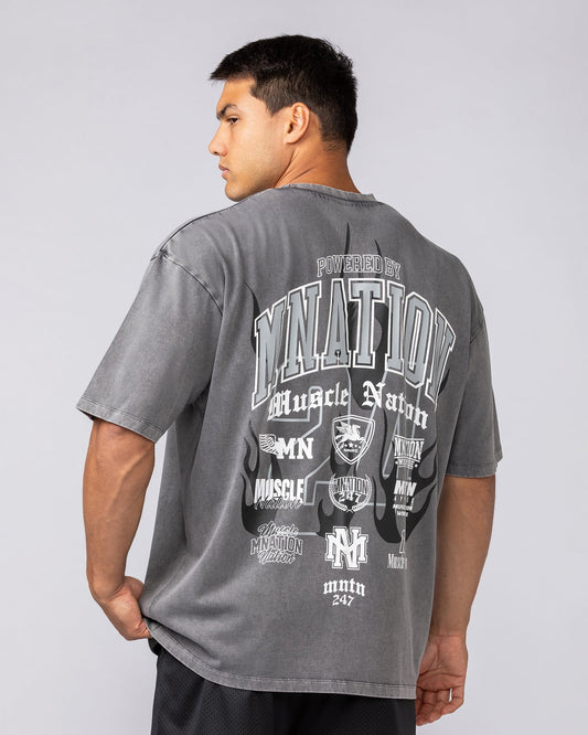 Beast Mode Oversized Vintage Tee - Washed Tornado (Monochrome)-T-Shirts-XS-052523WSHTORNMO-XS-MNAPPRL43319-1-Muscle Nation