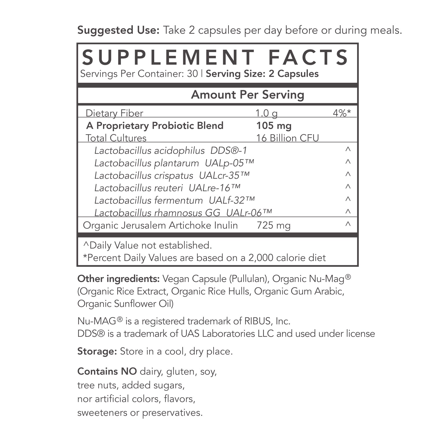 Probiotics for Women Supplement Facts supplement-facts unflavored_30