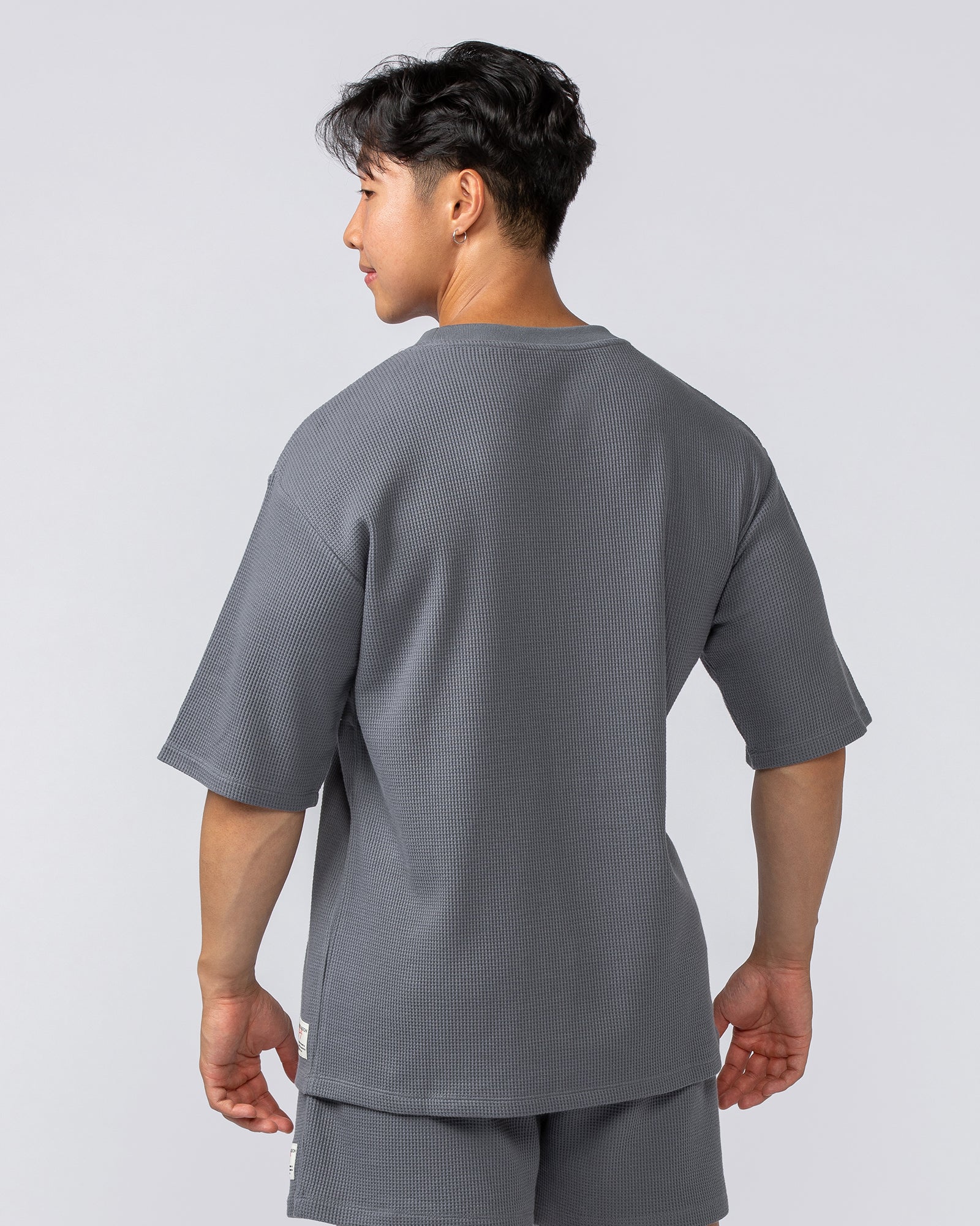 Lee Lem Short Boxy Waffle Tee - Platinum Grey-T-Shirts-XS-022552PLGREY-XS-MNAPPRL42805-3-Muscle Nation