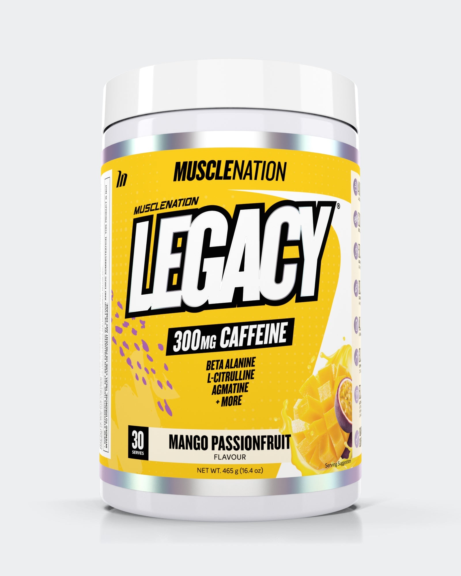 LEGACY Pre Workout Energy - Mango Passionfruit - 30 serves-Pre-Workouts-MNSUPPS0243-764460254525-1-Muscle Nation