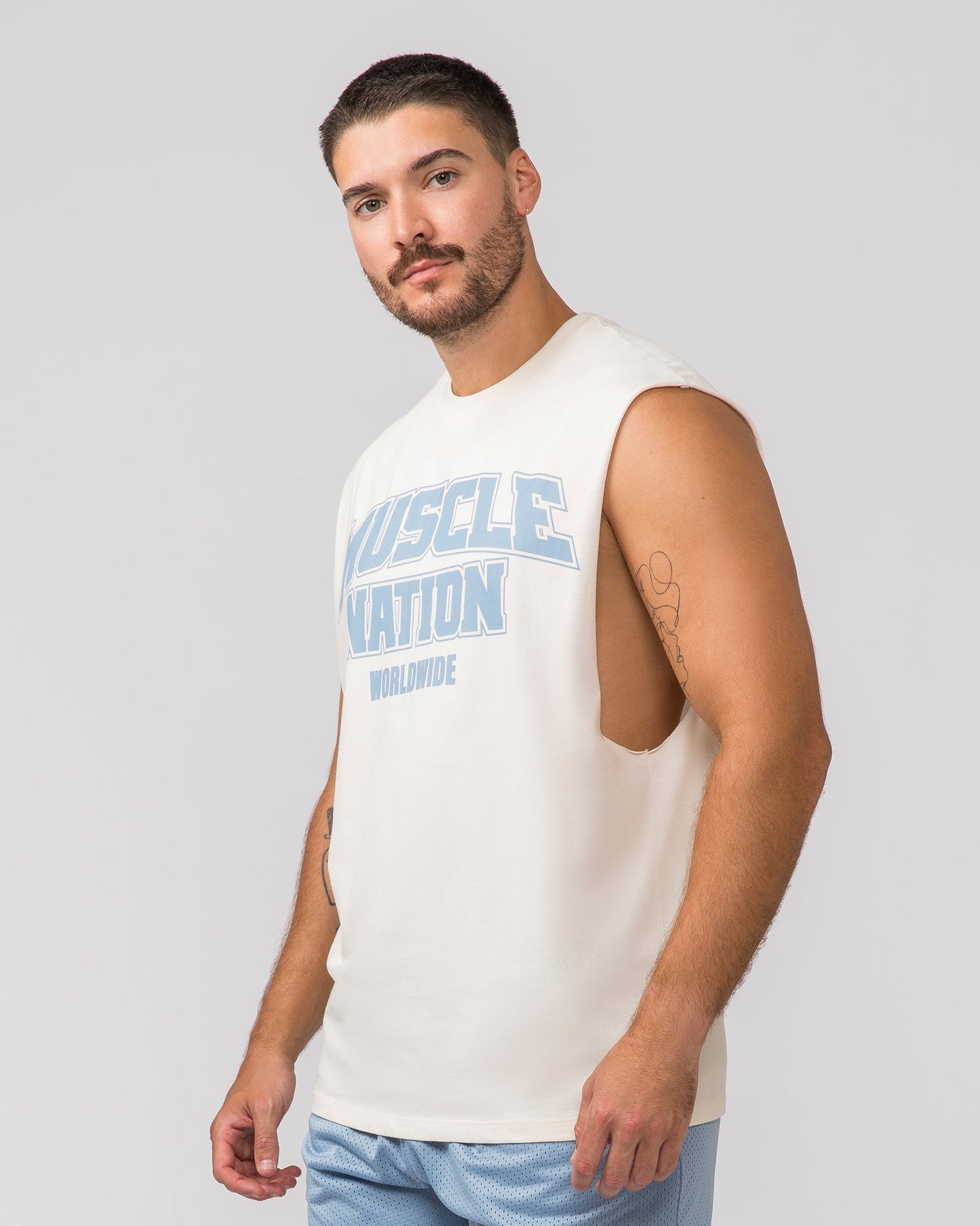 Lifting Muscle Tank - Travertine-Singlets & Tanks-S-022439TRAV-S-MNAPPRL30811-2-Muscle Nation