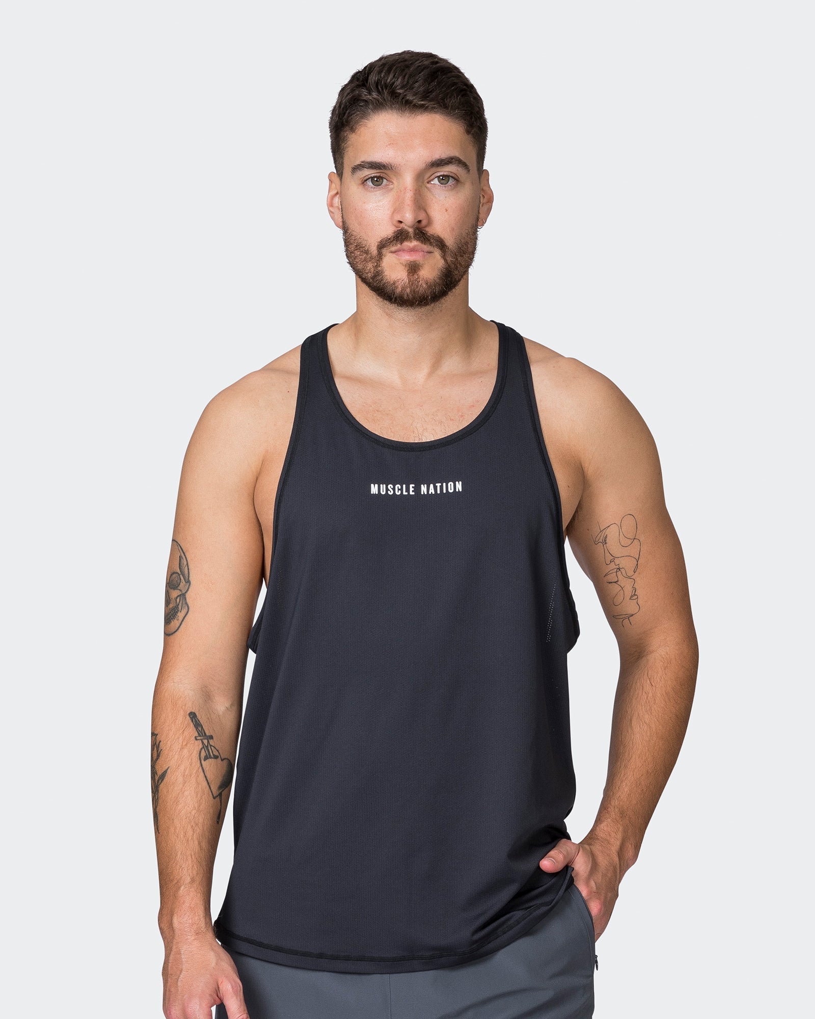 Mesh Y Back Singlet - Black-Singlets & Tanks-S-072344BLK-S-MNAPPRL25597-1-Muscle Nation