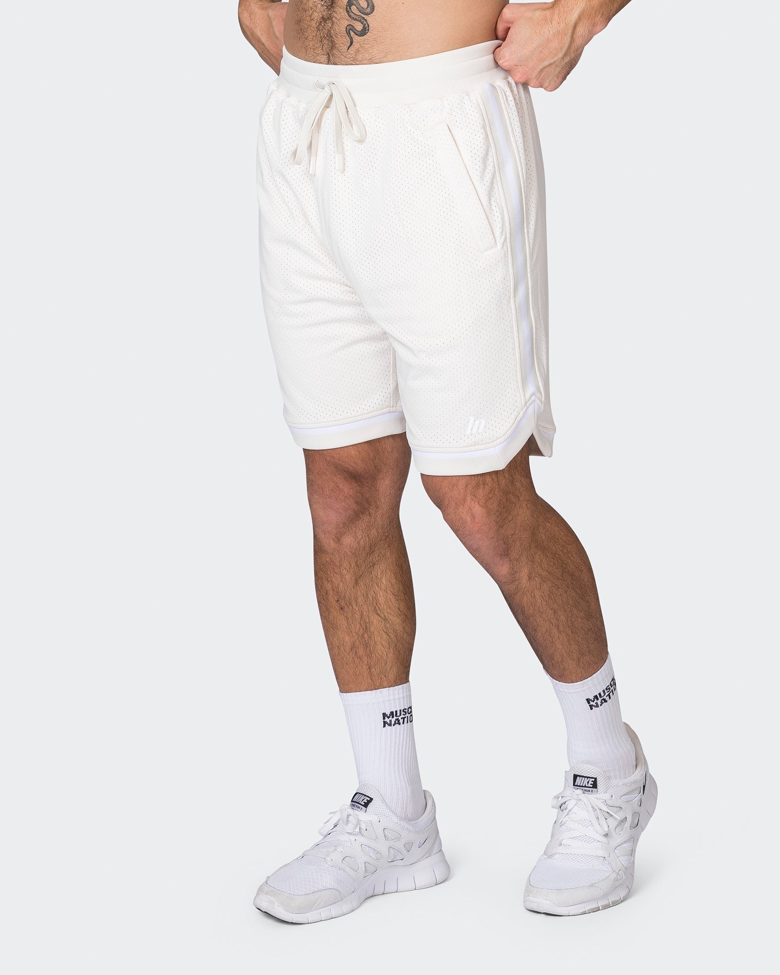 Mens 8" Basketball Shorts - Travertine-Shorts-S-072313TRAV-S-MNAPPRL25520-1-Muscle Nation
