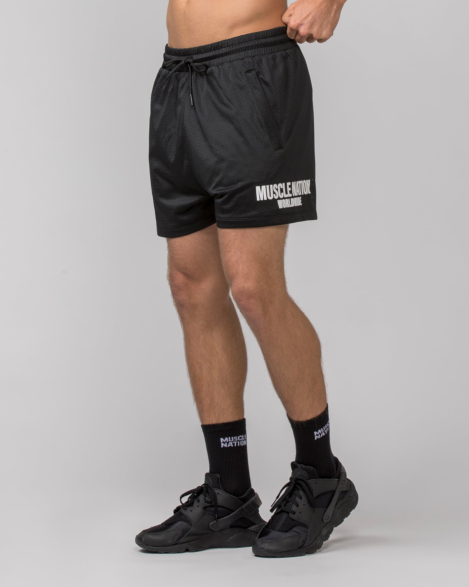 Worldwide Lay Up 3.5" Shorts - Black-Shorts-S-062404BLK-S-MNAPPRL31758-1-Muscle Nation