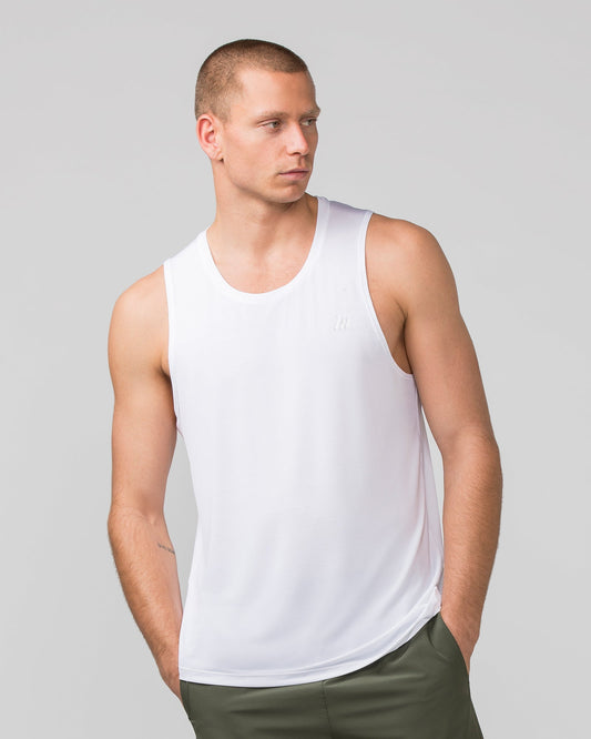 MN Active Running Tank - White-Singlets & Tanks-S-022485WHT-S-MNAPPRL30246-1-Muscle Nation