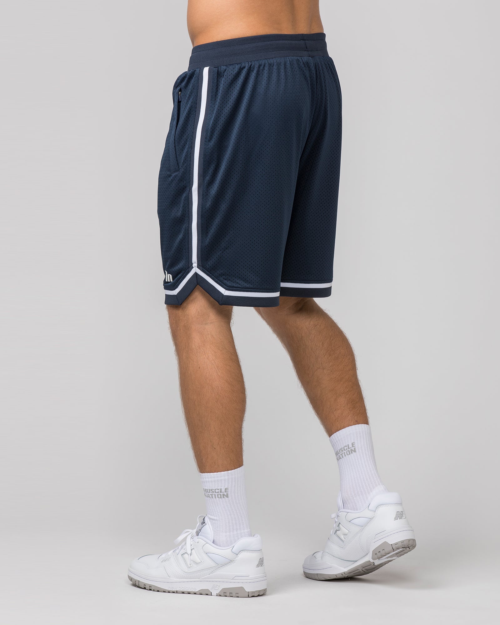 Mens 8" Basketball Shorts - Navy-Shorts-S-042366NAVY-S-MNAPPRL22417-4-Muscle Nation