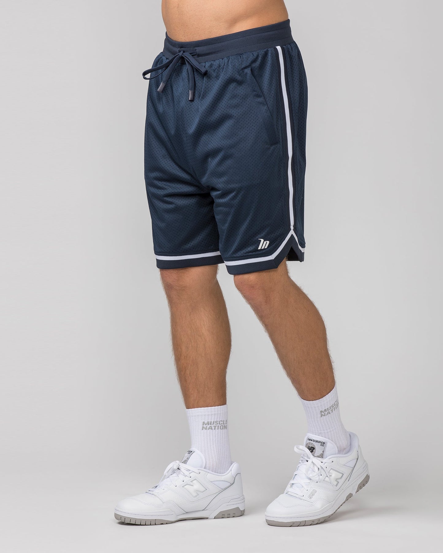 Mens 8" Basketball Shorts - Navy-Shorts-S-042366NAVY-S-MNAPPRL22417-3-Muscle Nation