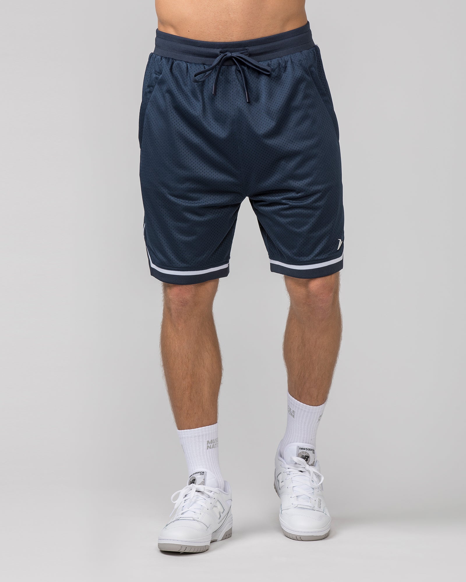 Mens 8" Basketball Shorts - Navy-Shorts-S-042366NAVY-S-MNAPPRL22417-2-Muscle Nation
