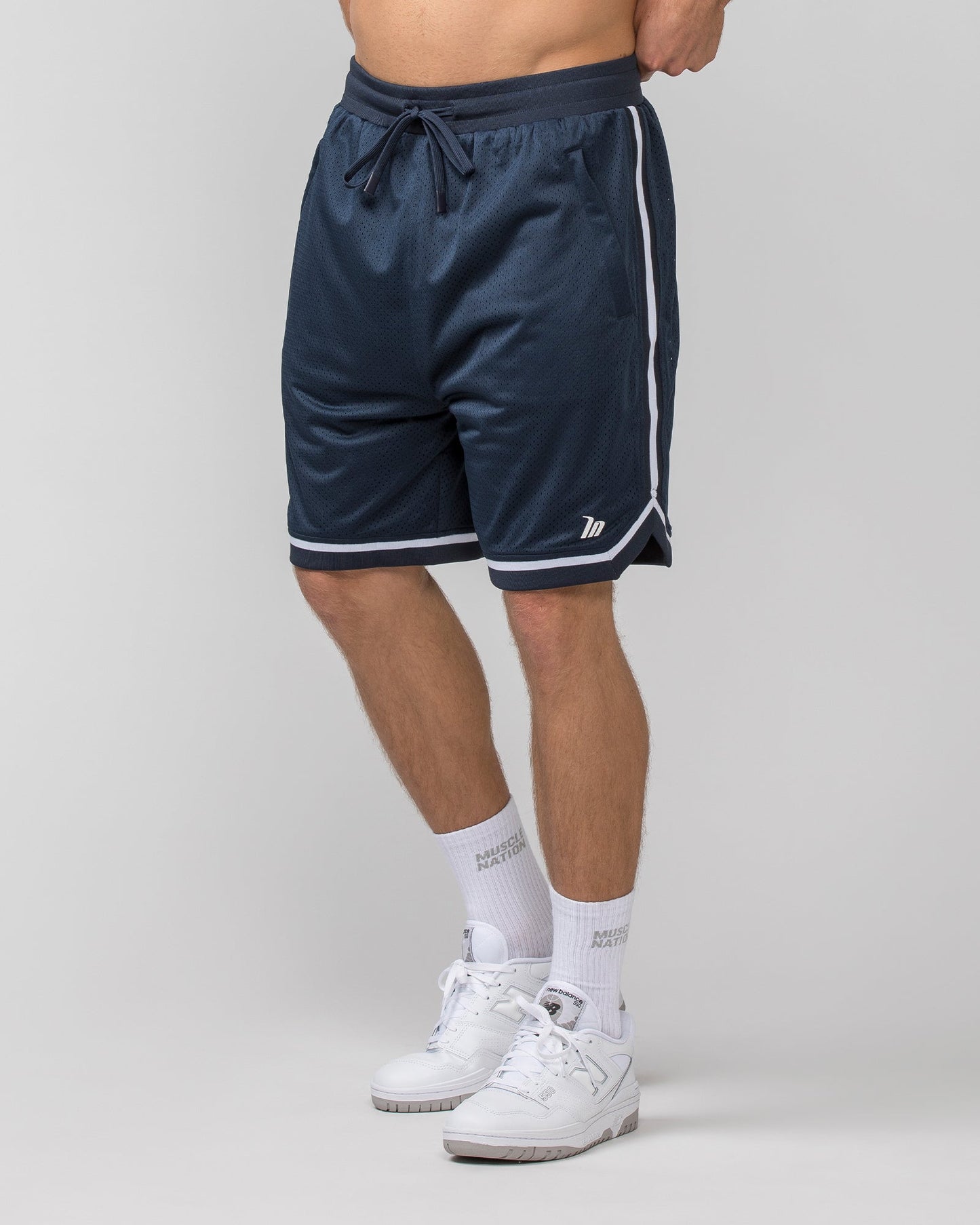 Mens 8" Basketball Shorts - Navy-Shorts-S-042366NAVY-S-MNAPPRL22417-1-Muscle Nation