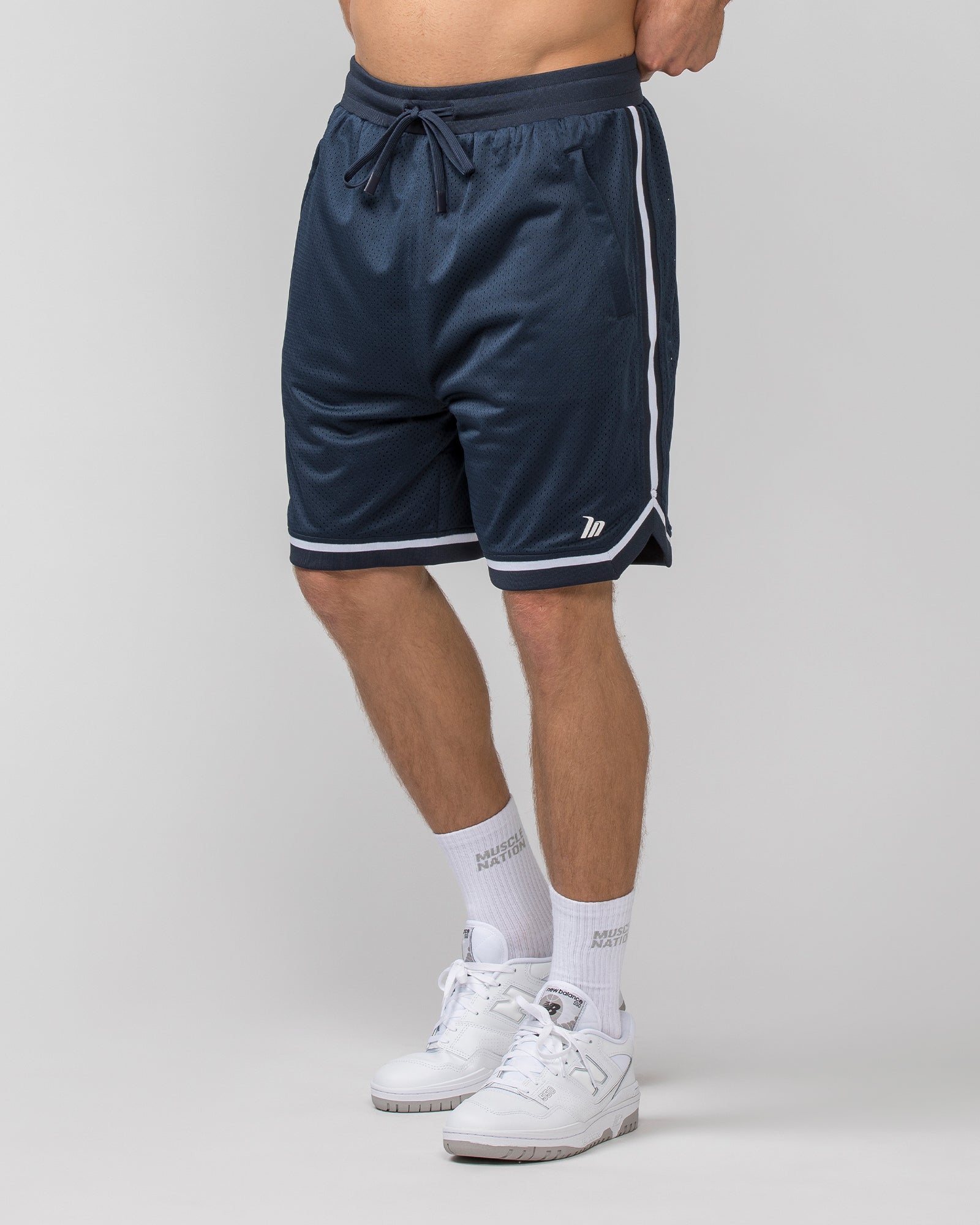 Mens 8" Basketball Shorts - Navy-Shorts-S-042366NAVY-S-MNAPPRL22417-1-Muscle Nation
