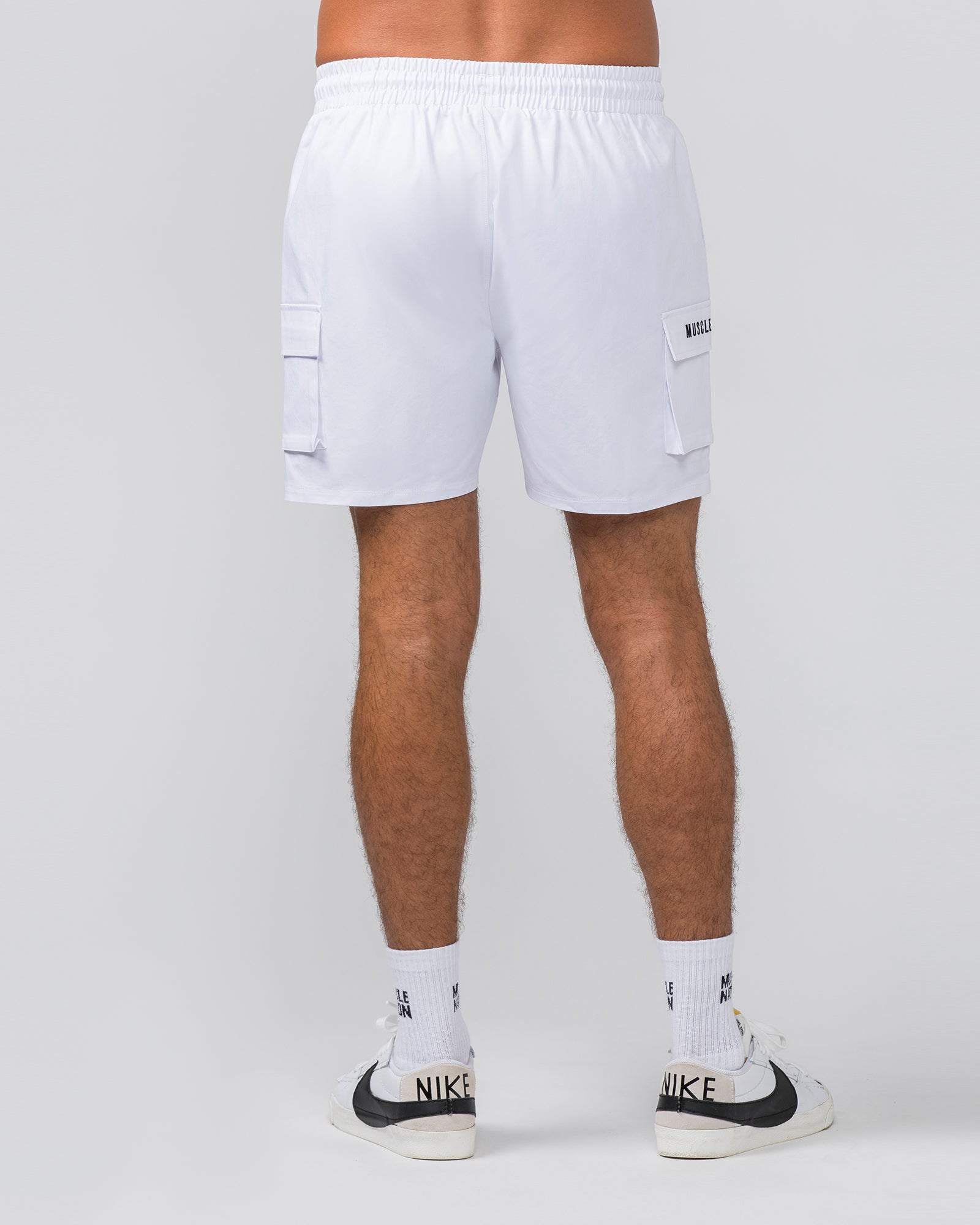 Daily Cargo 5" Shorts - White-Shorts-S-042346WHT-S-MNAPPRL30903-4-Muscle Nation