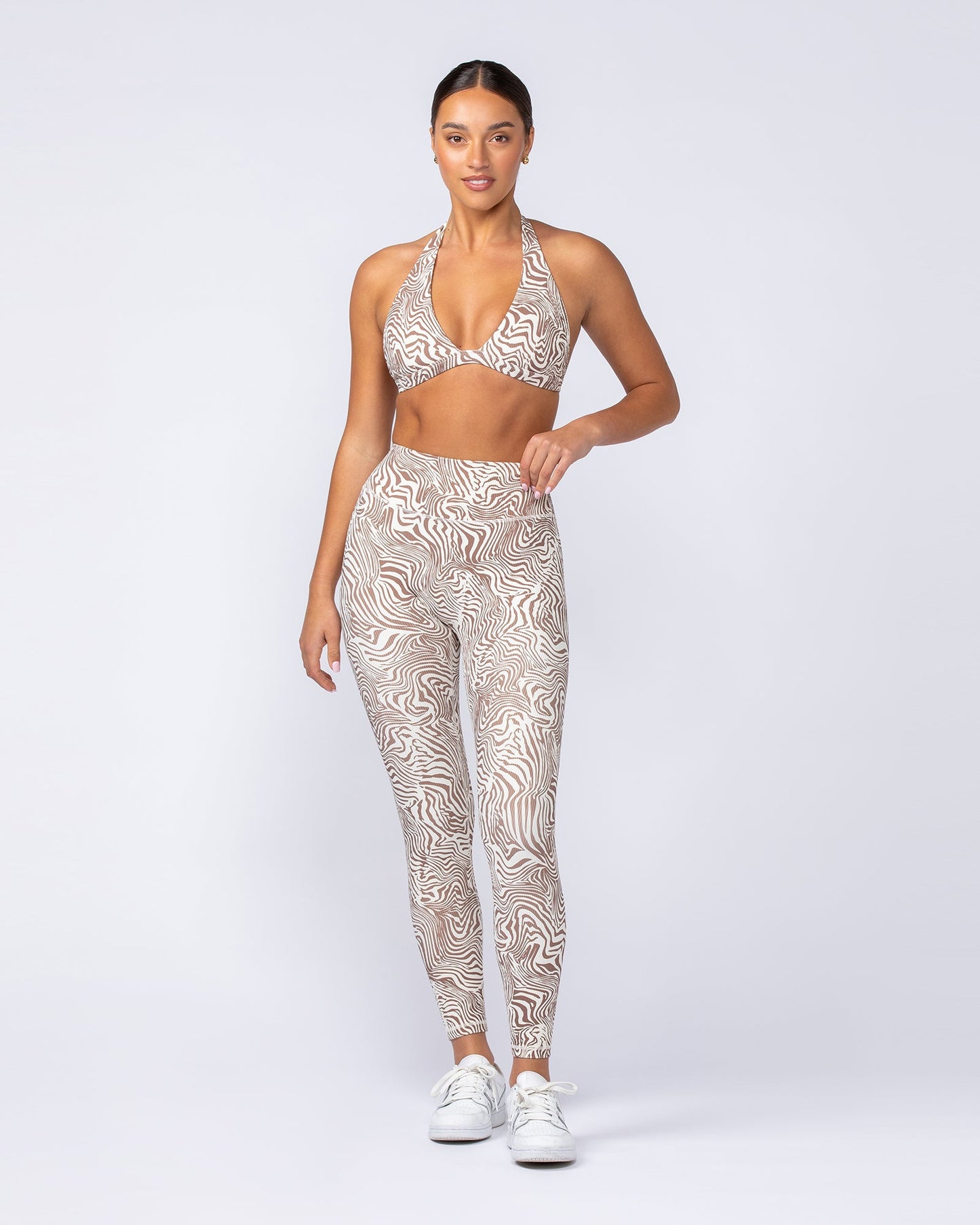 Zero Rise Rib Ankle Length Leggings - Cinnamon Zebra-Leggings-XXS-112421CINZEB-XXS-MNAPPRL33253-7-Muscle Nation