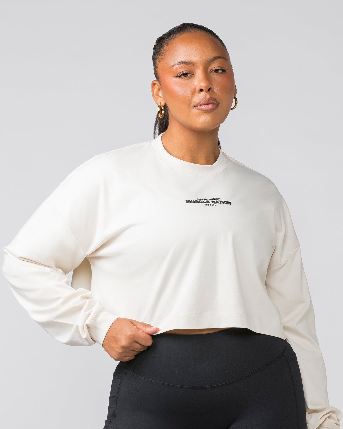 Pace Cropped Long Sleeve Tee - Dew-Long Sleeve T-Shirts-XXS-022458DEW-XXS-MNAPPRL31104-1-Muscle Nation