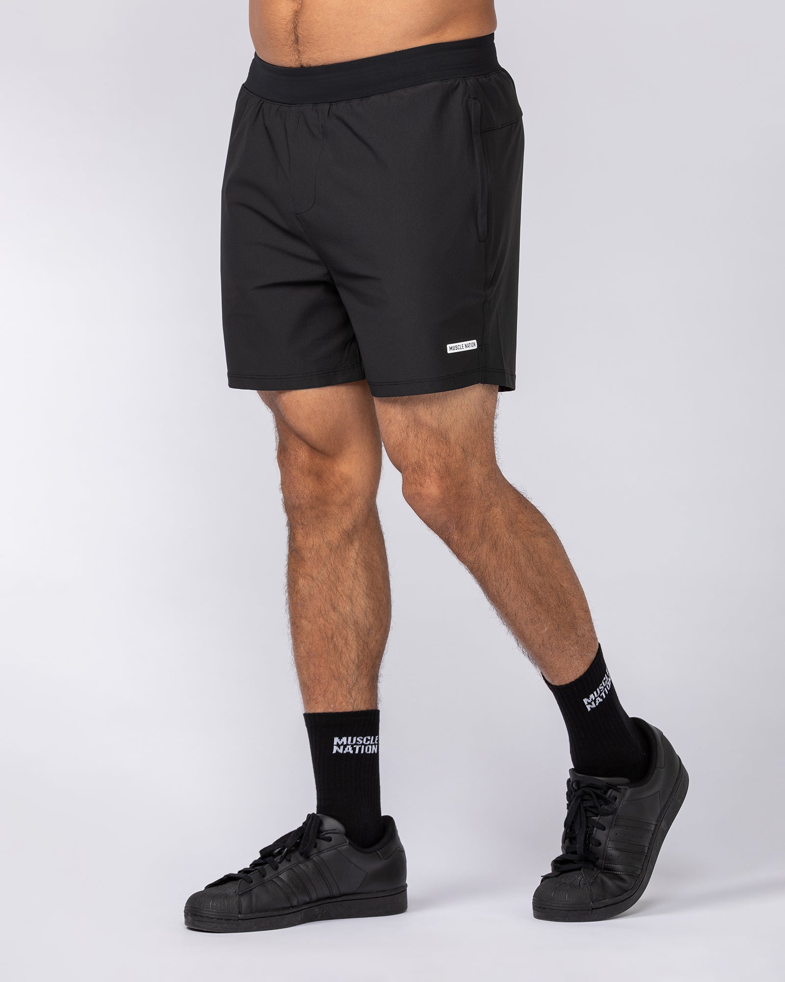 On Repeat Training 5" Shorts - Black-Shorts-S-082410BLK-S-MNAPPRL32544-4-Muscle Nation