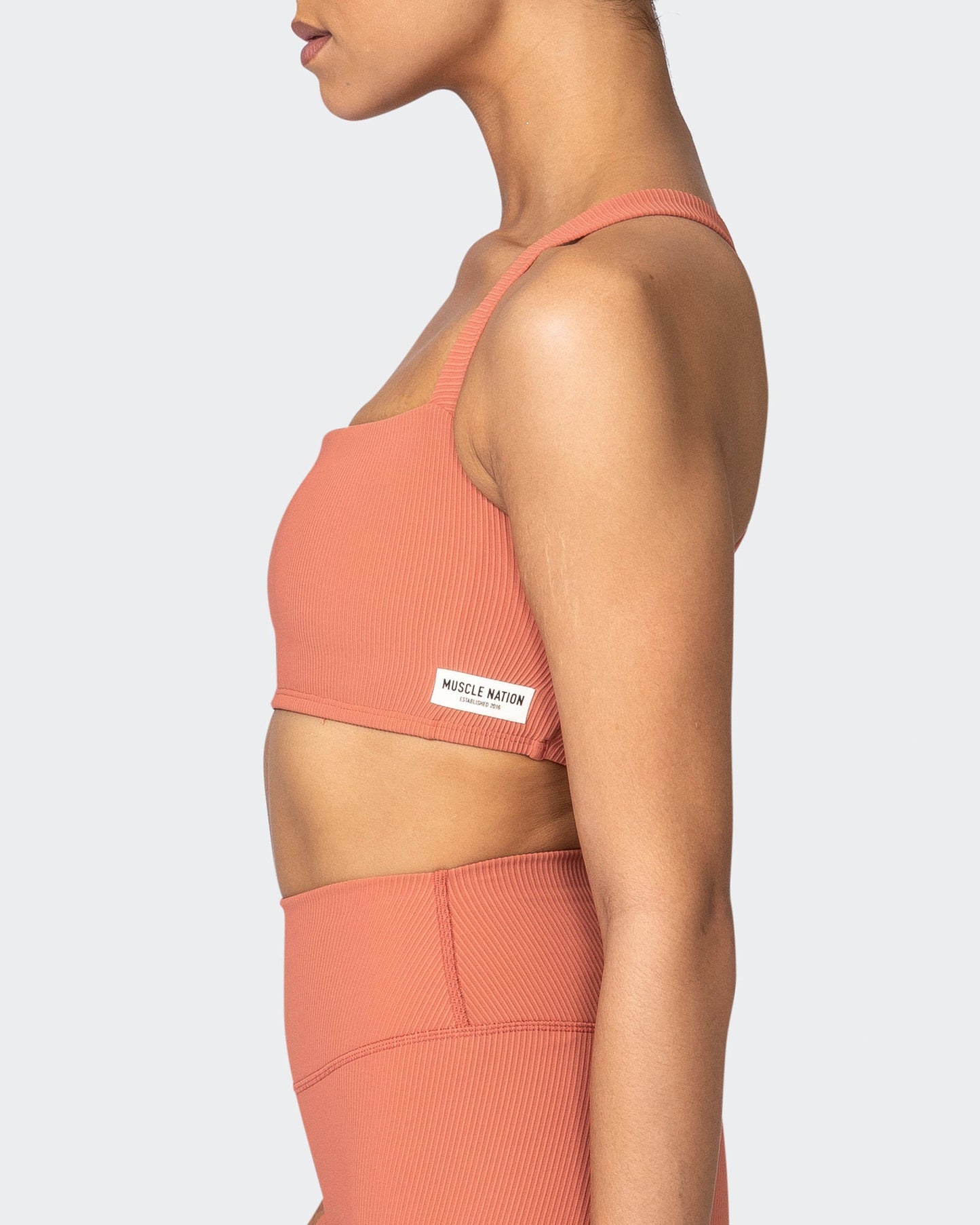 Twist Rib Bra - Burnt Sienna-Sports Bras-XS-042303BNTSNA-XS-MNAPPRL23305-4-Muscle Nation