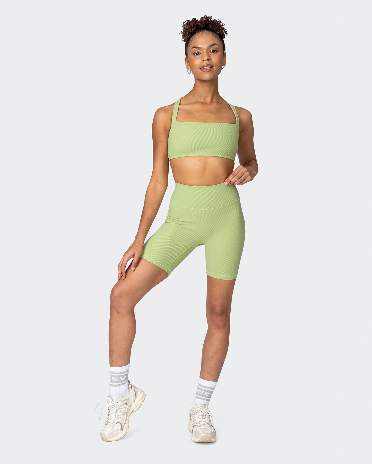 Twist Rib Bra - Matcha-Sports Bras-XS-042303MTCHA-XS-MNAPPRL23297-8-Muscle Nation