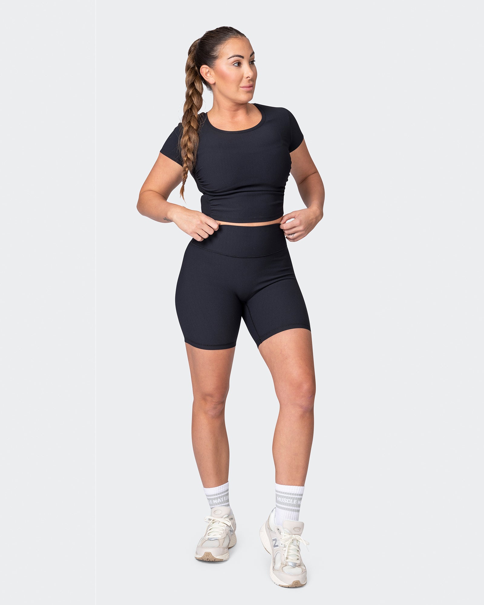 Rival Cropped Rib Top - Black-Tops-XXS-042301BLK-XXS-MNAPPRL23171-7-Muscle Nation