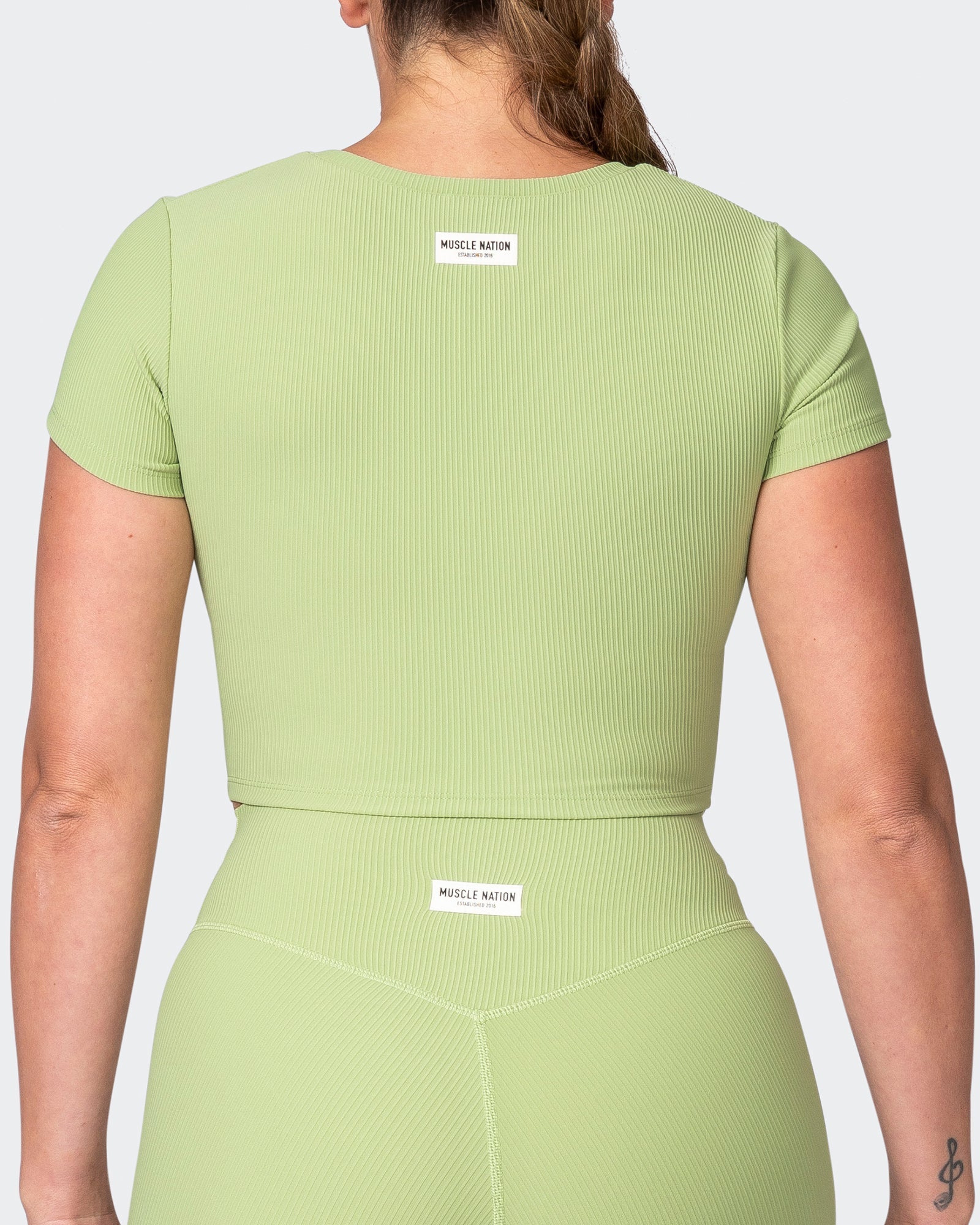 Rival Cropped Rib Top - Matcha-Tops-XXS-042301MTCHA-XXS-MNAPPRL23198-6-Muscle Nation