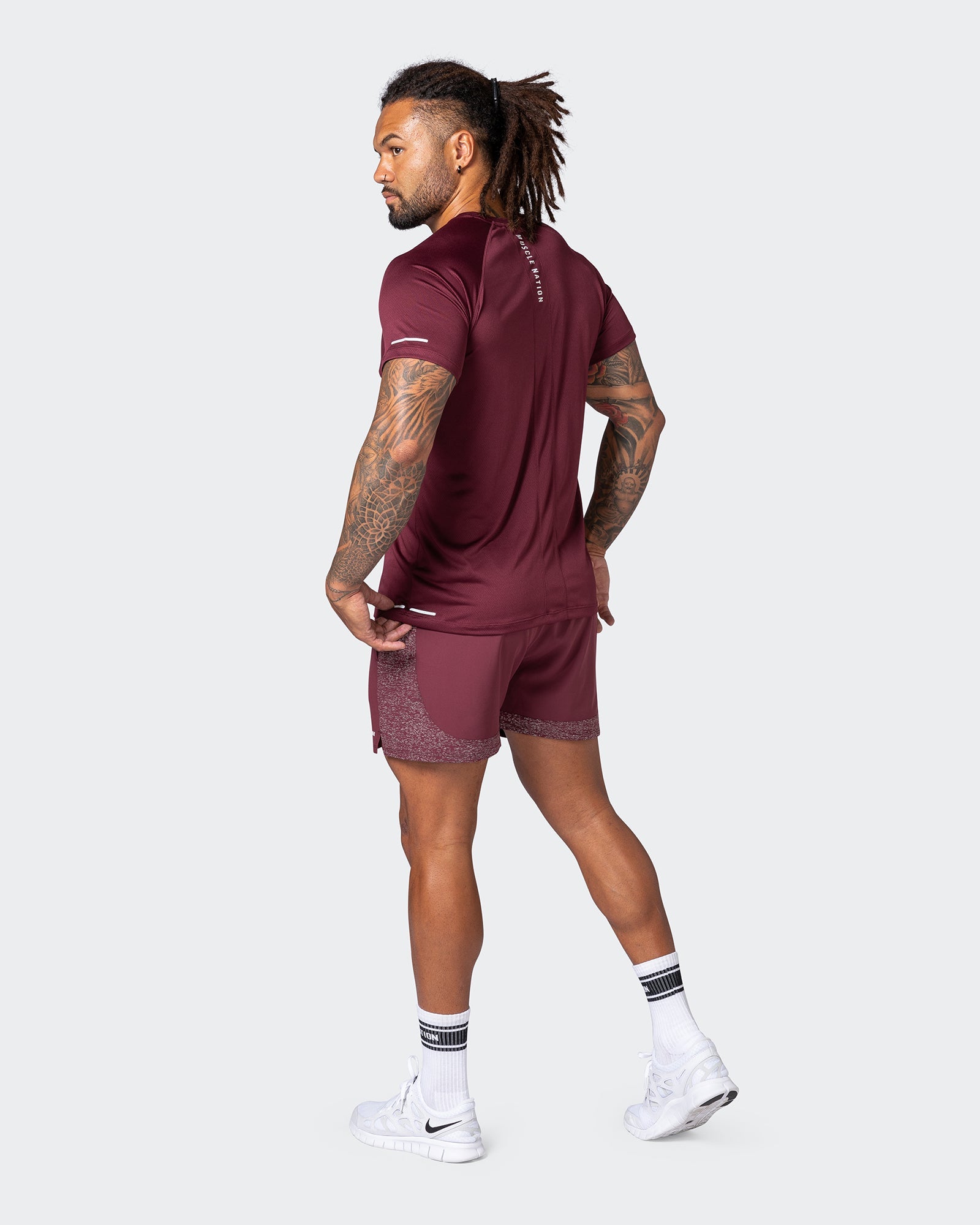 Reflective Training Shorts - Wine-Shorts-S-082226WINE-S-MNAPPRL17977-7-Muscle Nation