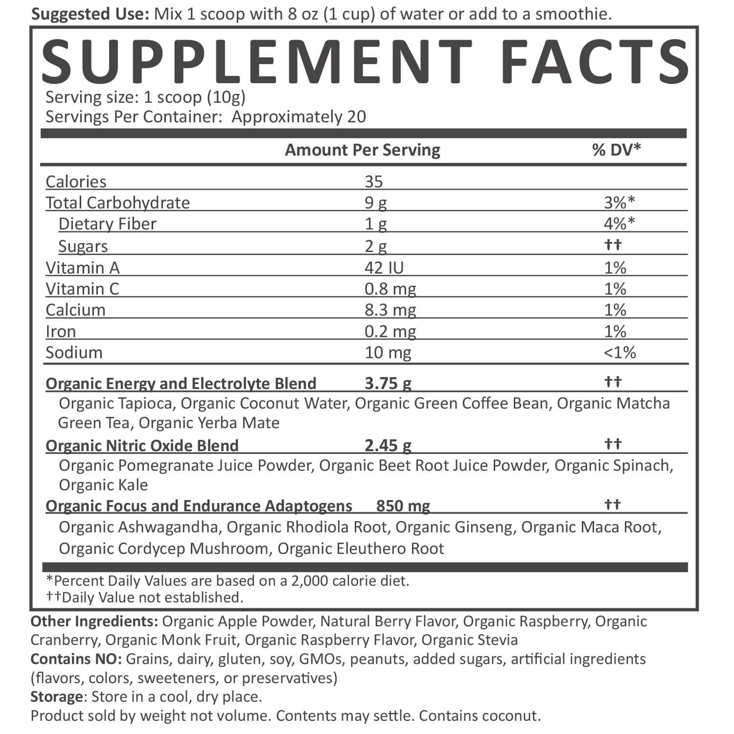 Natural Pre-Workout Supplement Facts supplement-facts beet-pomegranate_20