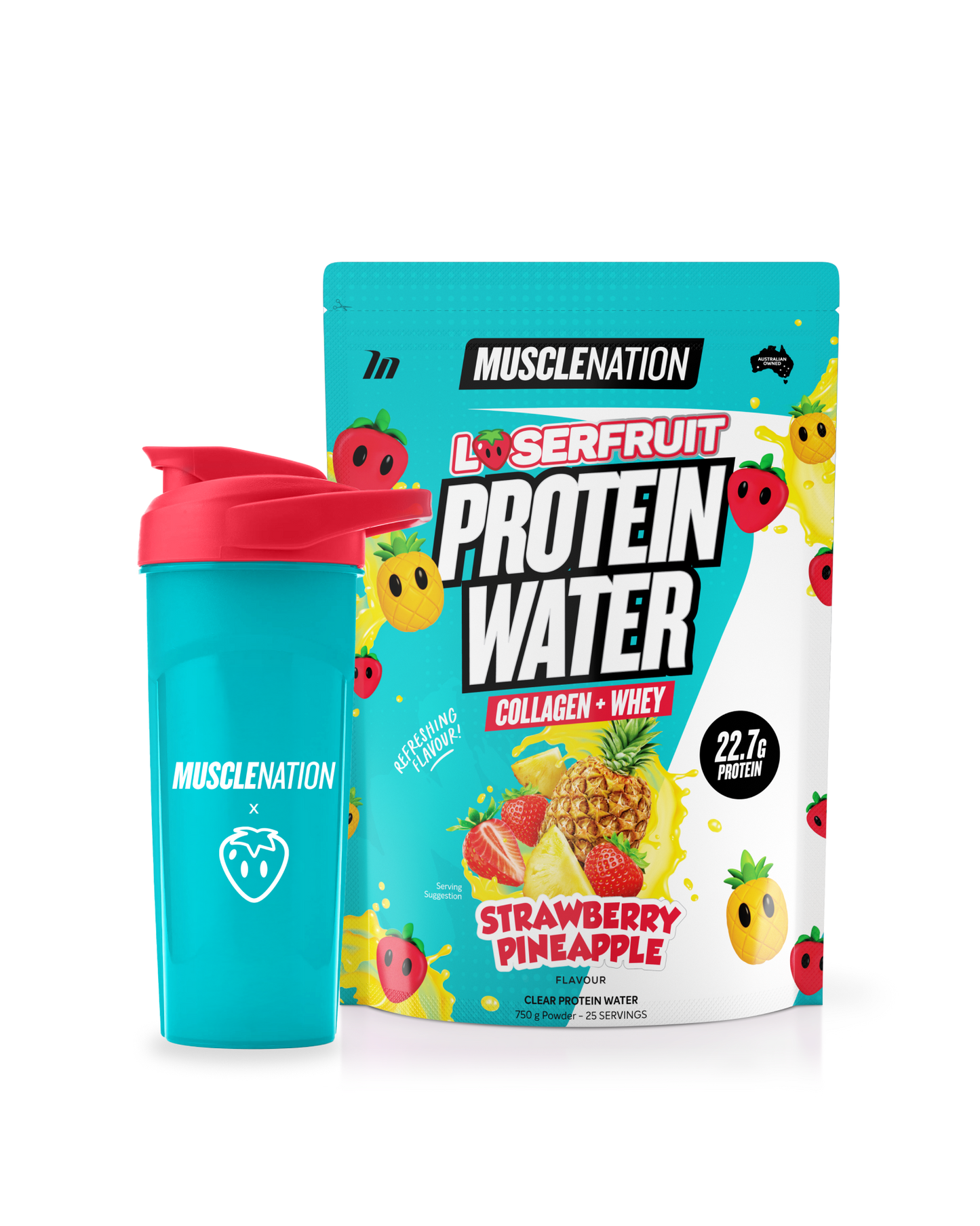 LOSERFRUIT PROTEIN WATER - Strawberry Pineapple - 25 serves 750g-Protein Waters-MNSUPPS0375-9359054002388-1-Muscle Nation