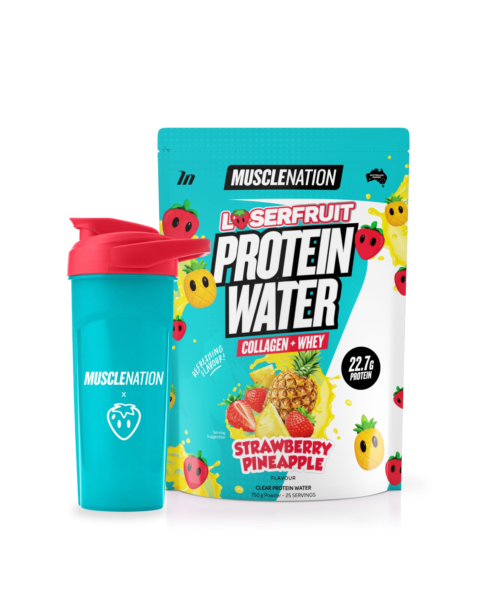 LOSERFRUIT PROTEIN WATER - Strawberry Pineapple - 25 serves 750g-Protein Waters-MNSUPPS0375-9359054002388-1-Muscle Nation