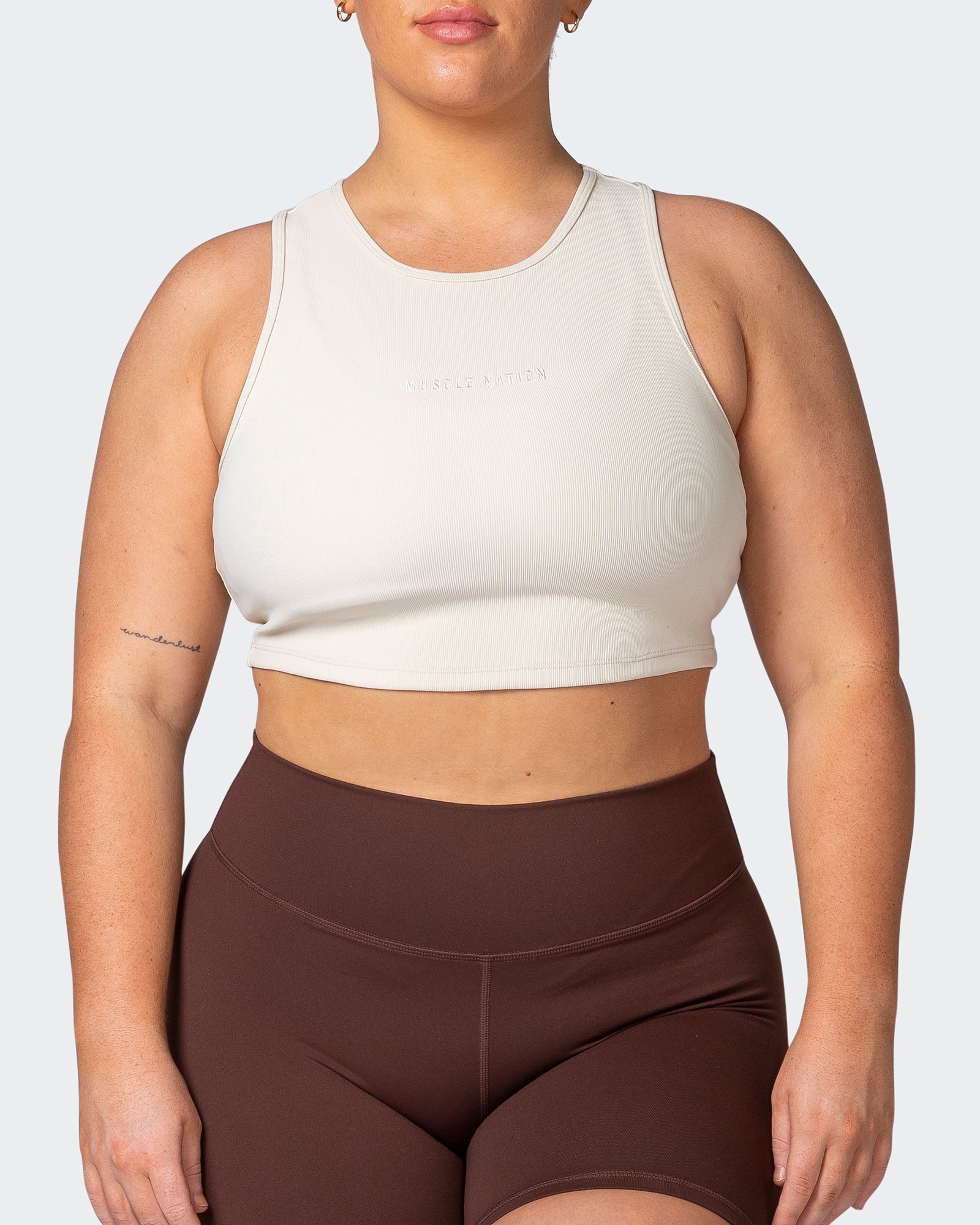 Off Duty Rib Cropped Tank - Cream-Singlets & Tanks-XXS-112230CREAM-XXS-MNAPPRL19324-2-Muscle Nation