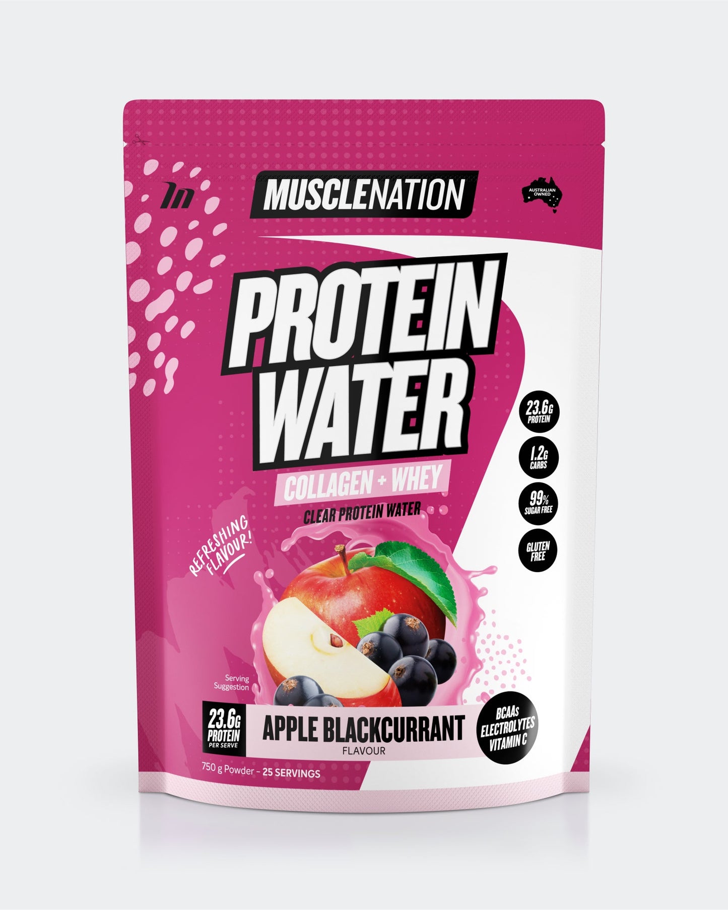 PROTEIN WATER - Apple Blackcurrant - 25 serves 750g-Protein Waters-MNSUPPS0236-9359054001220-1-Muscle Nation